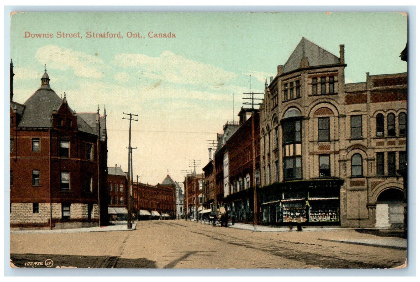 1911 Business Section at Downie Street Stratford Ontario Canada Posted Postcard