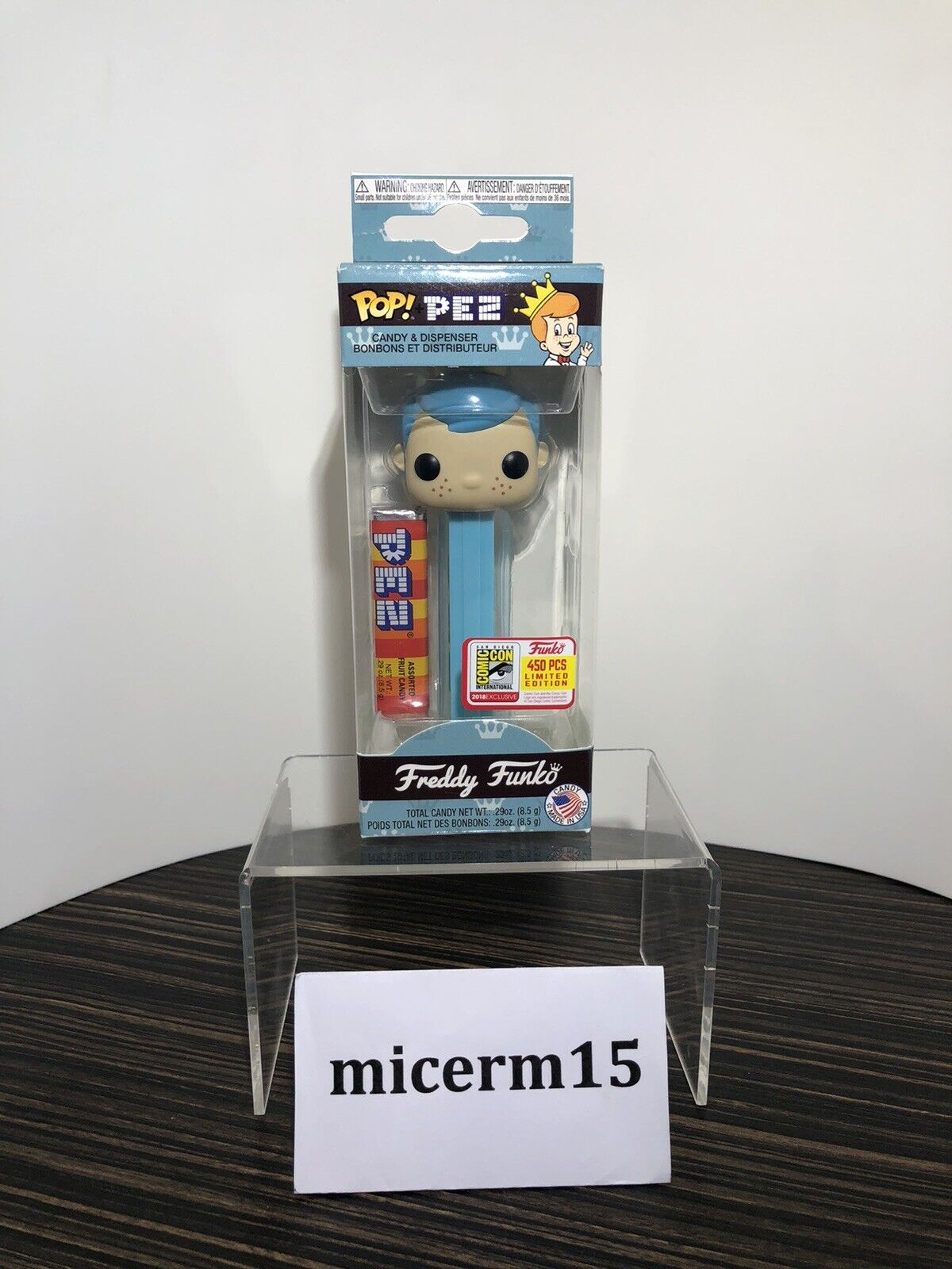 BLUE *RARE* Freddy Funko Pez  - Ships with Pez protector 2016 SDCC - LE450