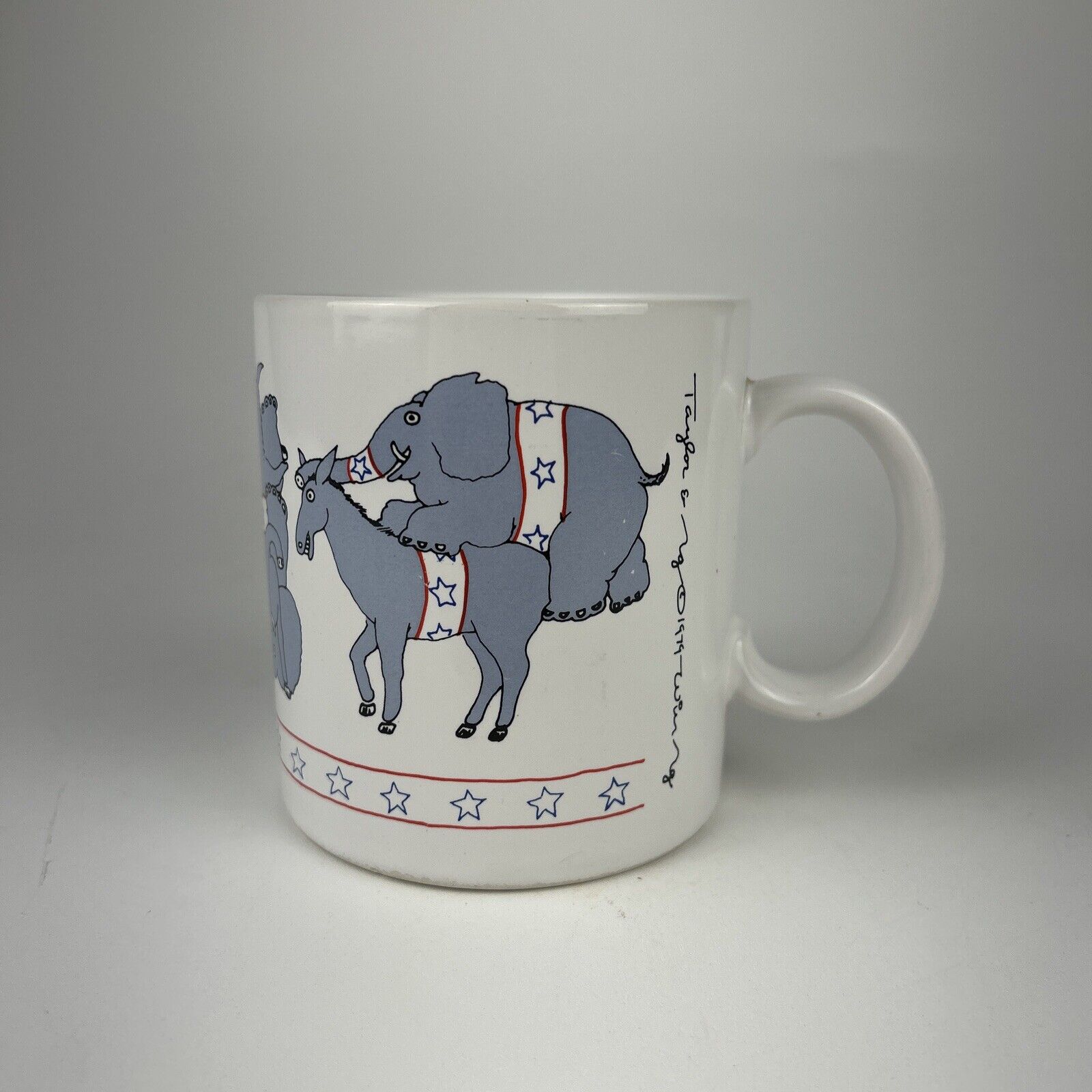 Vintage Taylor & Ng Democrat Party Dancing Donkey Political Mug 1979 Japan