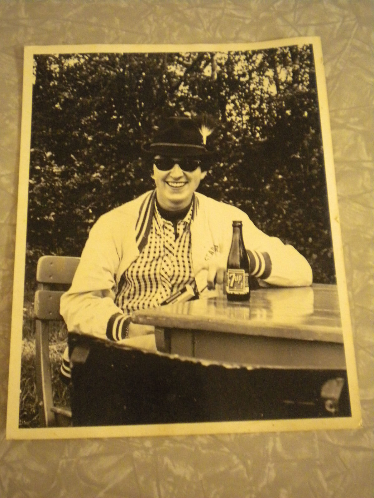 Photo Photograph Vintage 8X10 B&W 7 up Soda USA Hipster LGBT 1960\'s Ray ban
