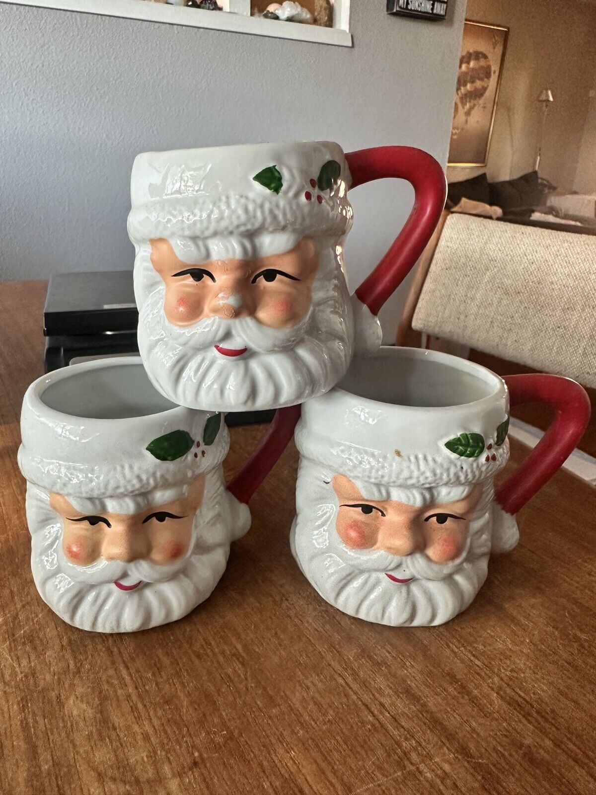 vintage santa mugs lot 3