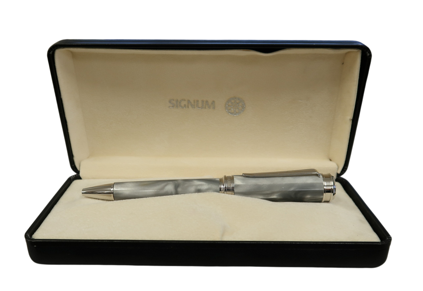 Signum Marble Grey & Silver Trim Ballpoint Pen  New In Box Look At Last Photo *