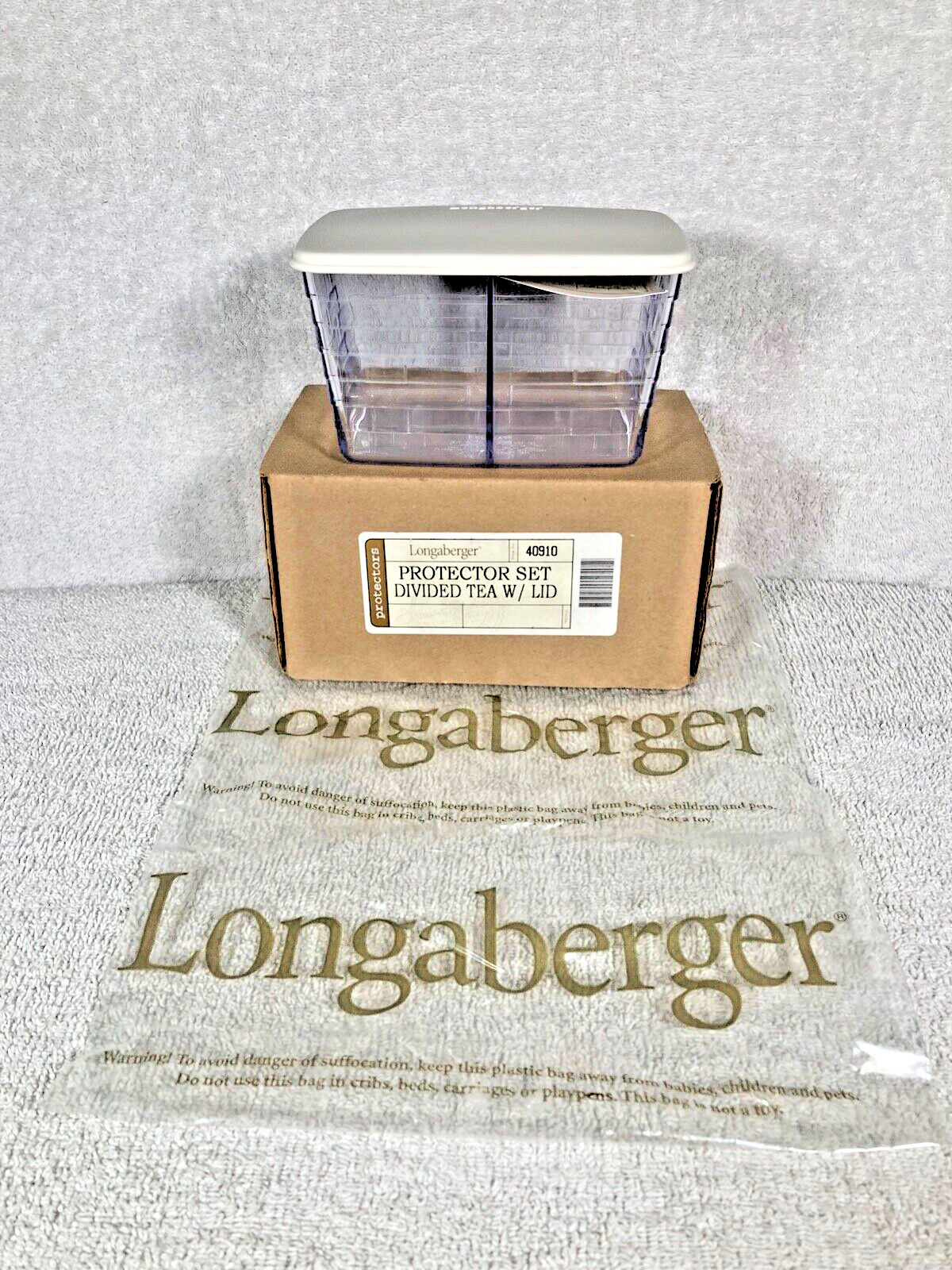 Longaberger 2-Way DIVIDED LIDDED TEA Basket Protector - NEW in Original Box