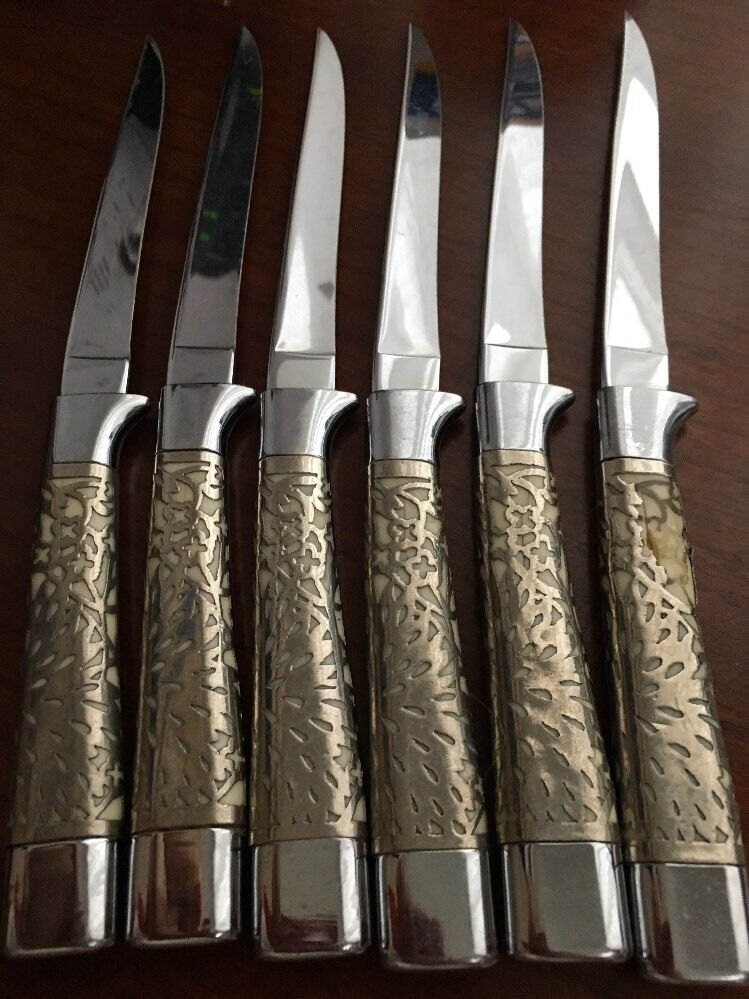 Vnt Carvel Hall USA Steak Knife Fine Cutlery Briddell Silver Overlay Handles 6*