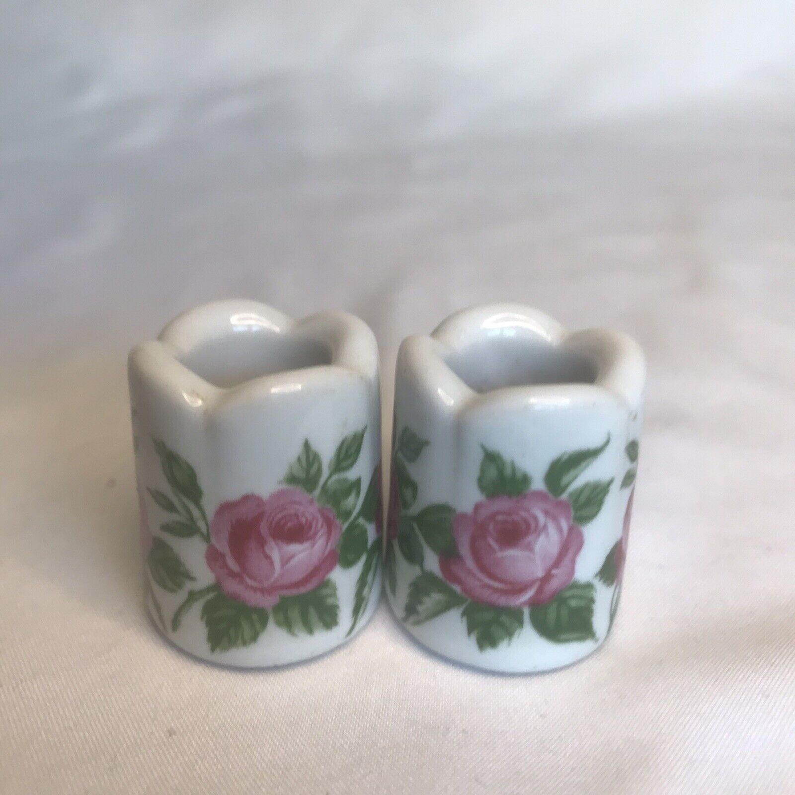 Miniature thimble size candle - Toothpick Holder - Vase roses Made in Germany
