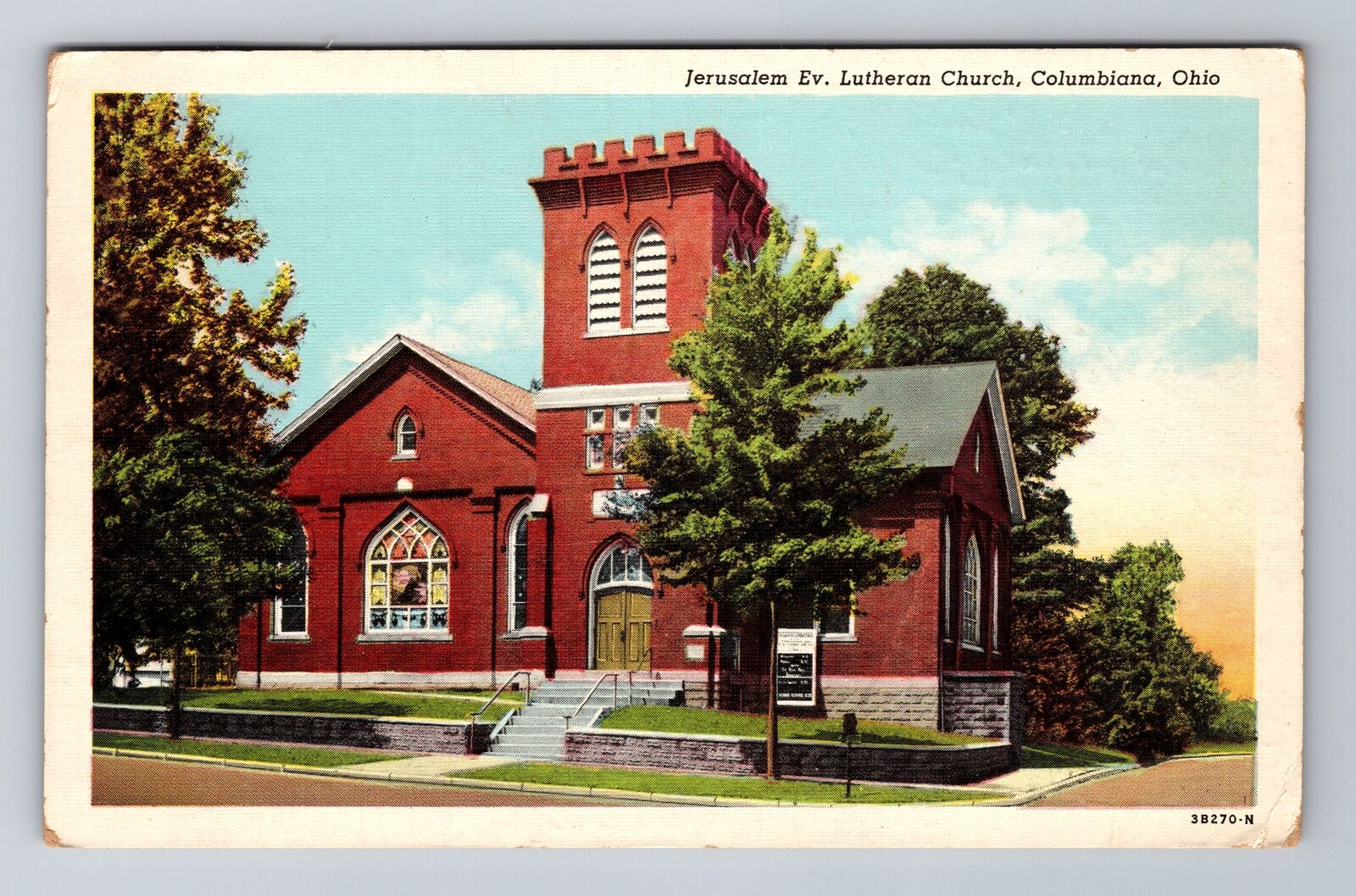 Columbiana OH-Ohio, Jerusalem Ev. Lutheran Church, Vintage Souvenir Postcard