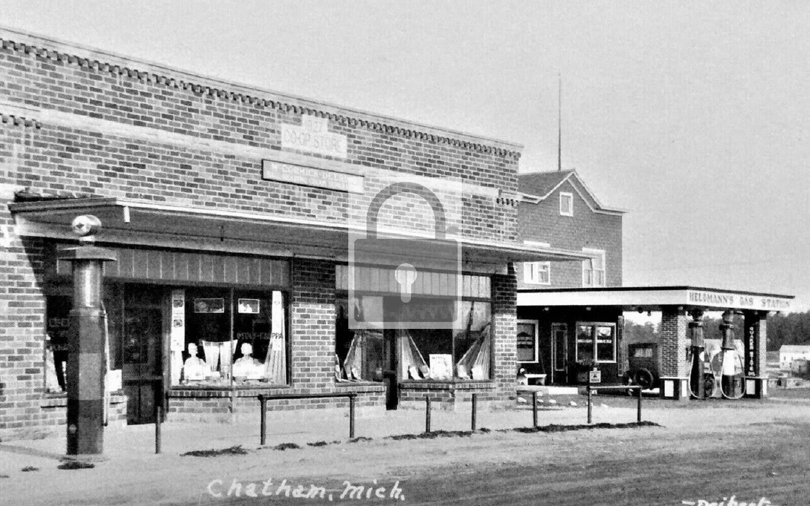 Street View Gas Station Chatham Michigan MI Reprint Postcard