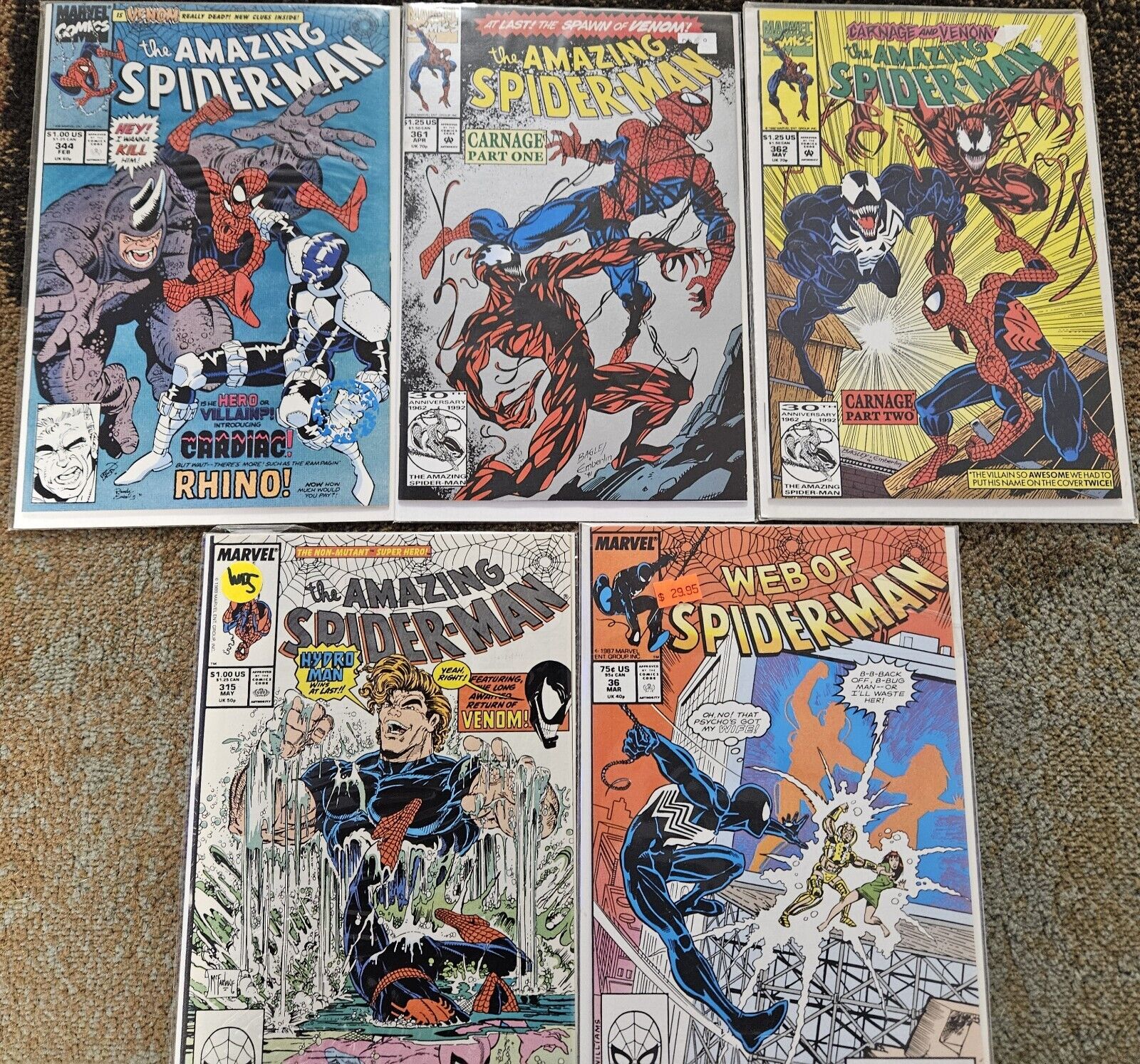The Amazing Spider-Man Comic Book Lot / Collection #315 #344 #361 #362 & #36