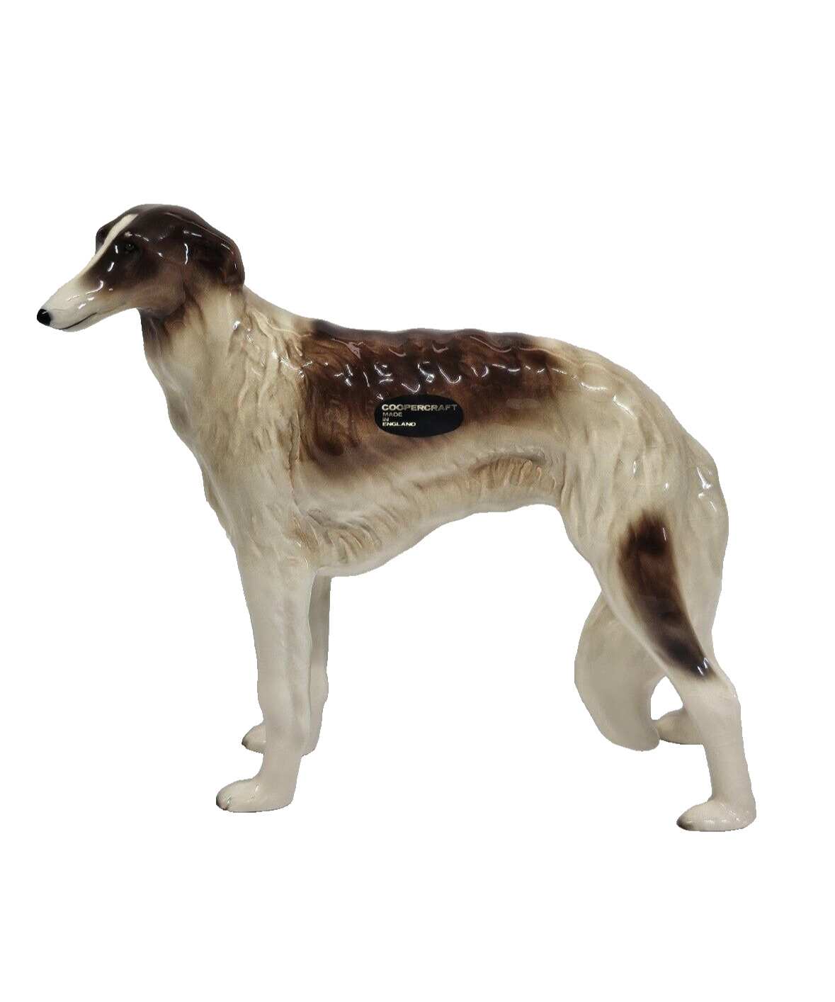 Vintage COPPERCRAFT Porcelain Borzoi Hunting Sighthound Figurine  England  - 7