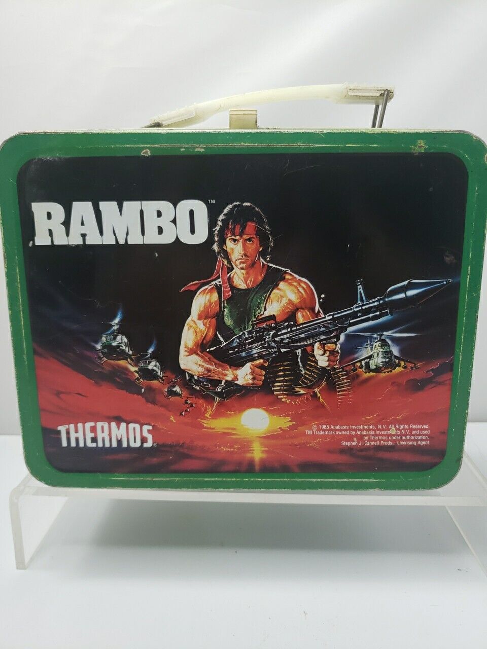 Vintage Thermos 1985 Rambo Metal Lunch Box Sylvester Stallone