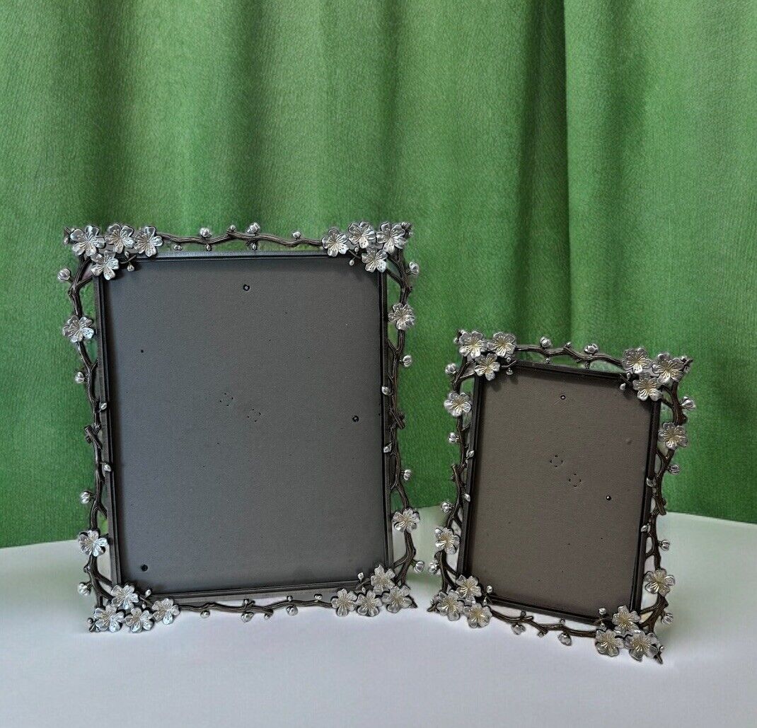Elsa Picture Photo Frame Set 8 x 10 and 5 x 7 Floral Ornate Silver Metal