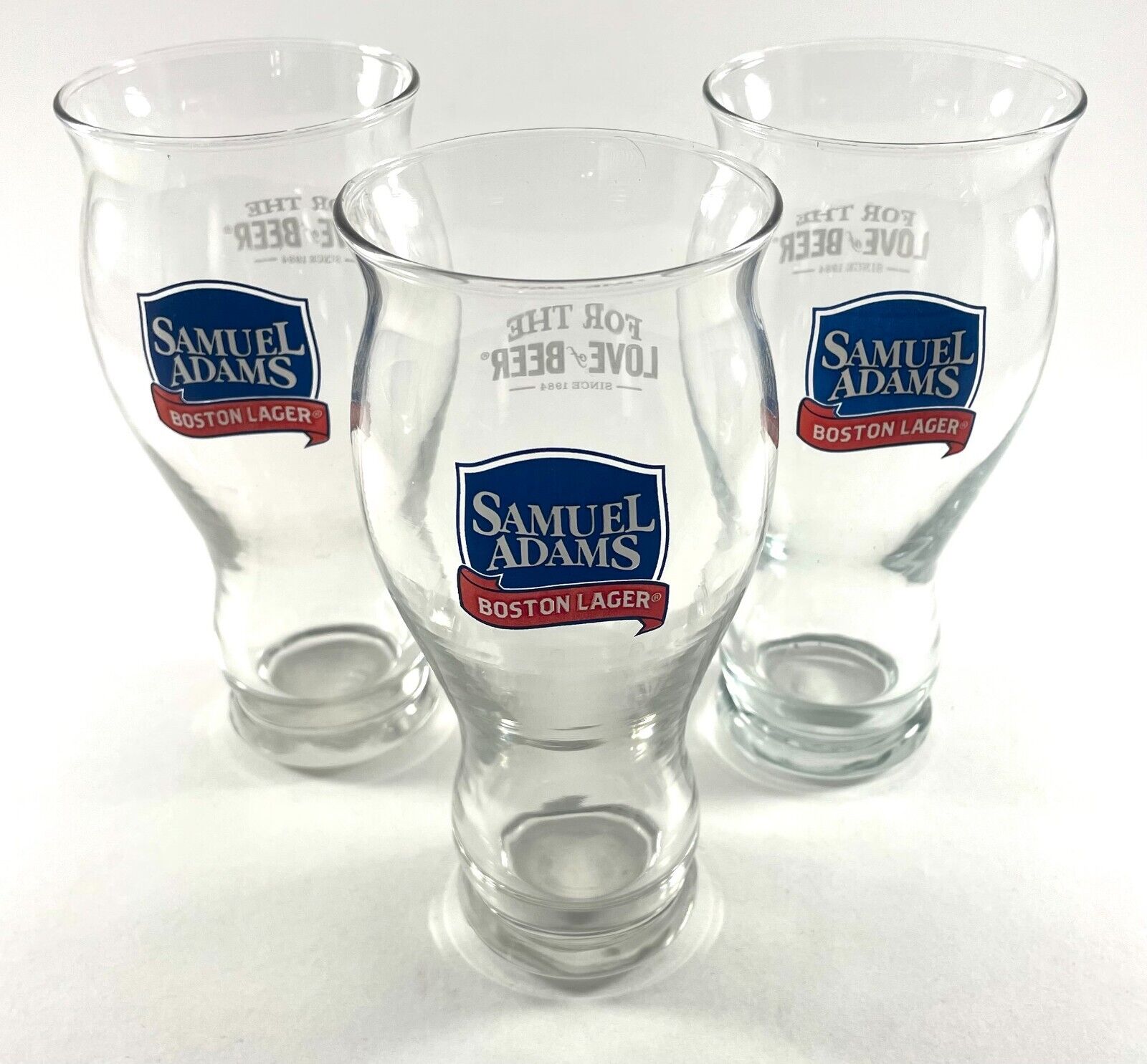 3 Samuel Sam Adams Boston Lager 16 Oz. Pint Beer “For the love of beer” 3 Set