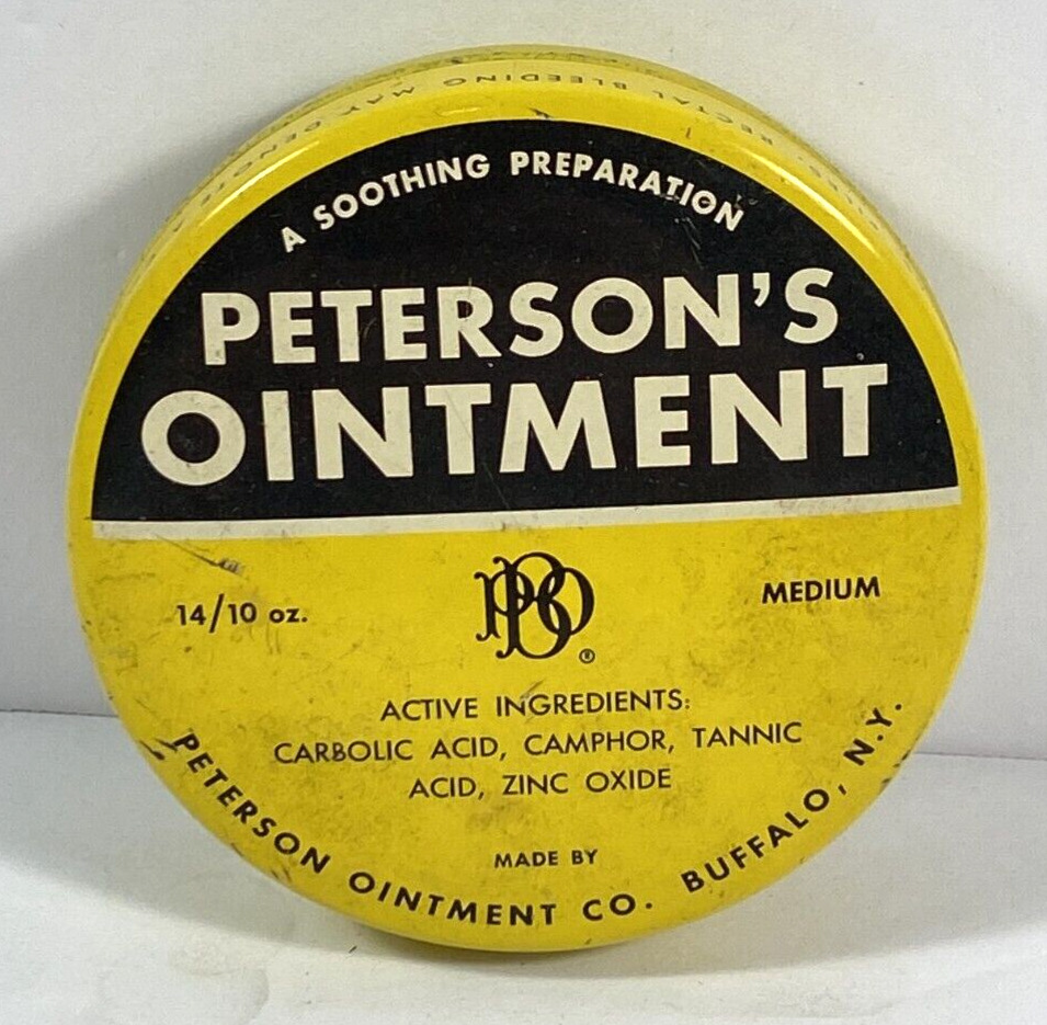 Vtg. Peterson's Ointment Tin Buffalo, NY USA Medium Medicine Ointment 14/10 oz