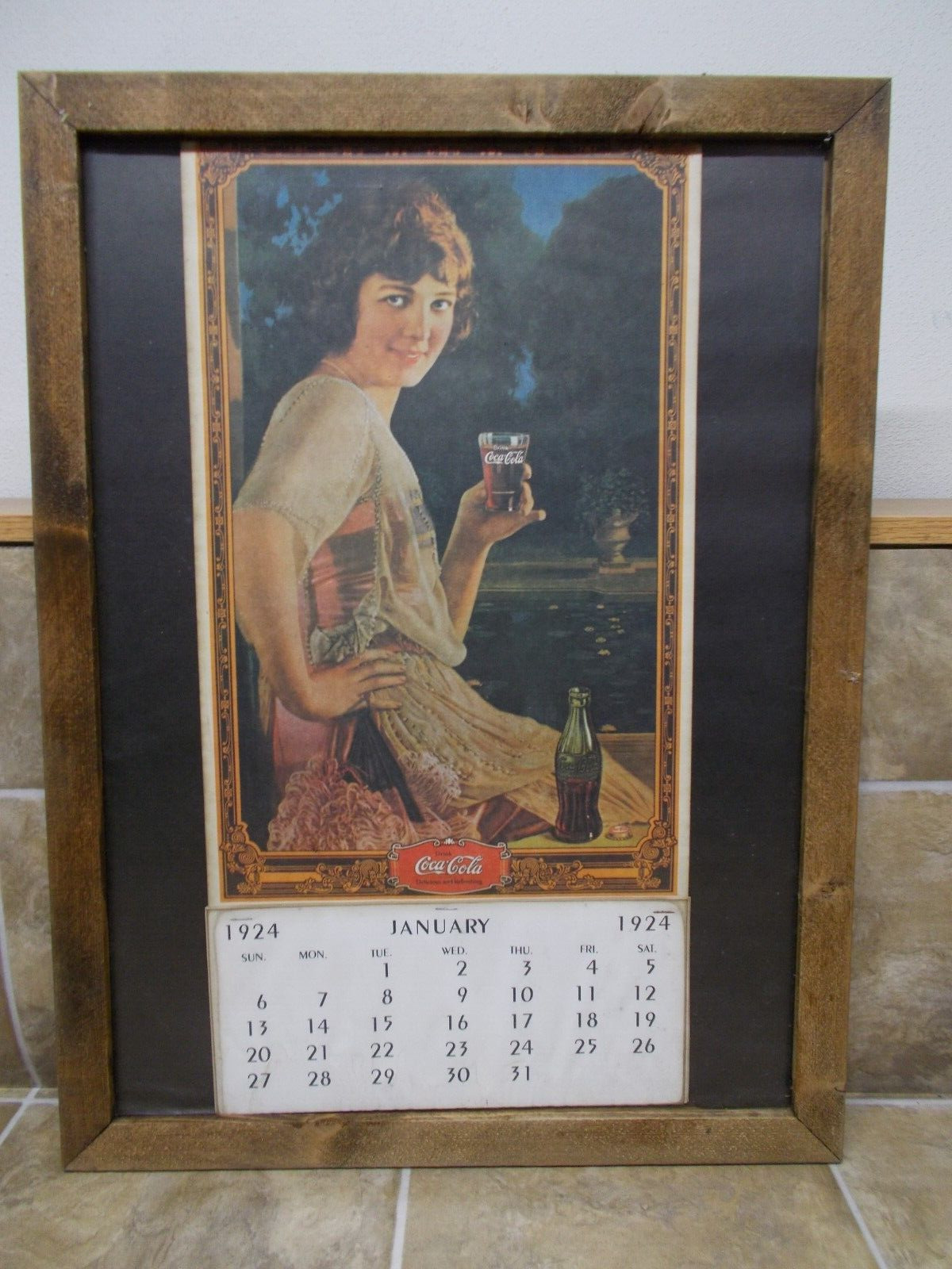 Wood Framed “COCA COLA” CALENDAR - 1924 - Coke Reproduction?