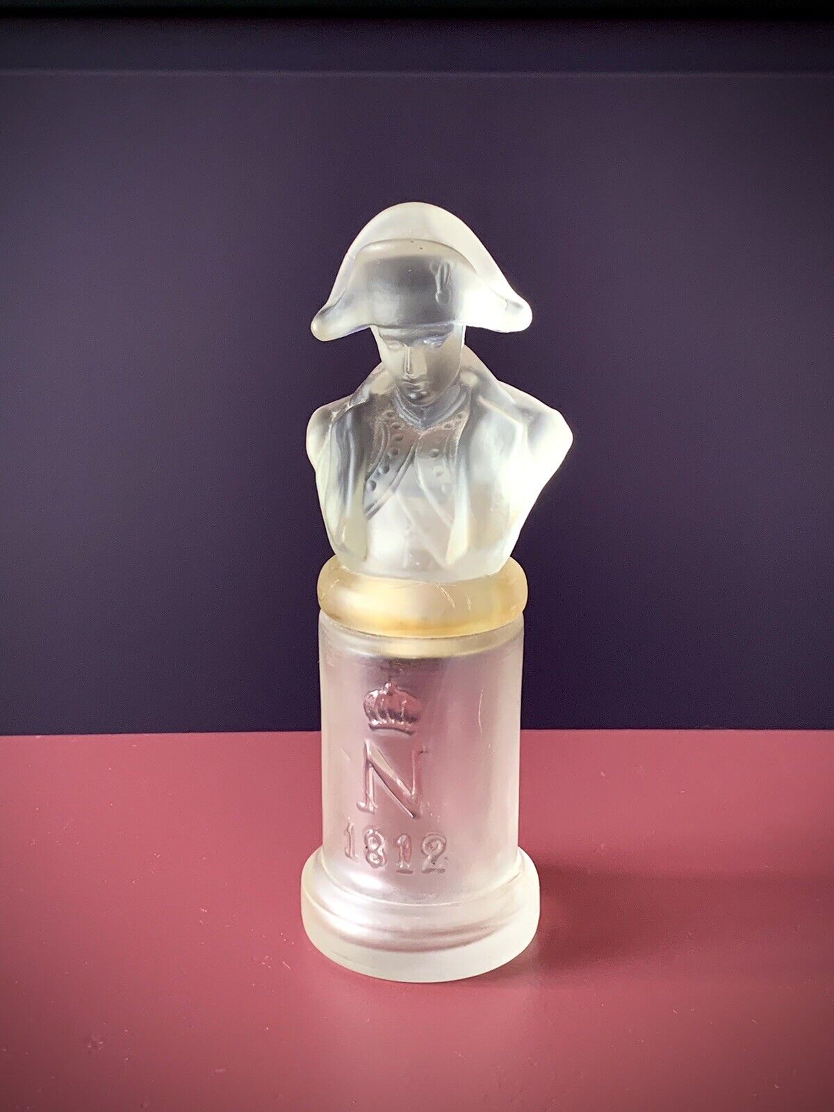 Ultra Rare Vintage Crystal Perfume Bottle Frosted Glass Napoleon 1812