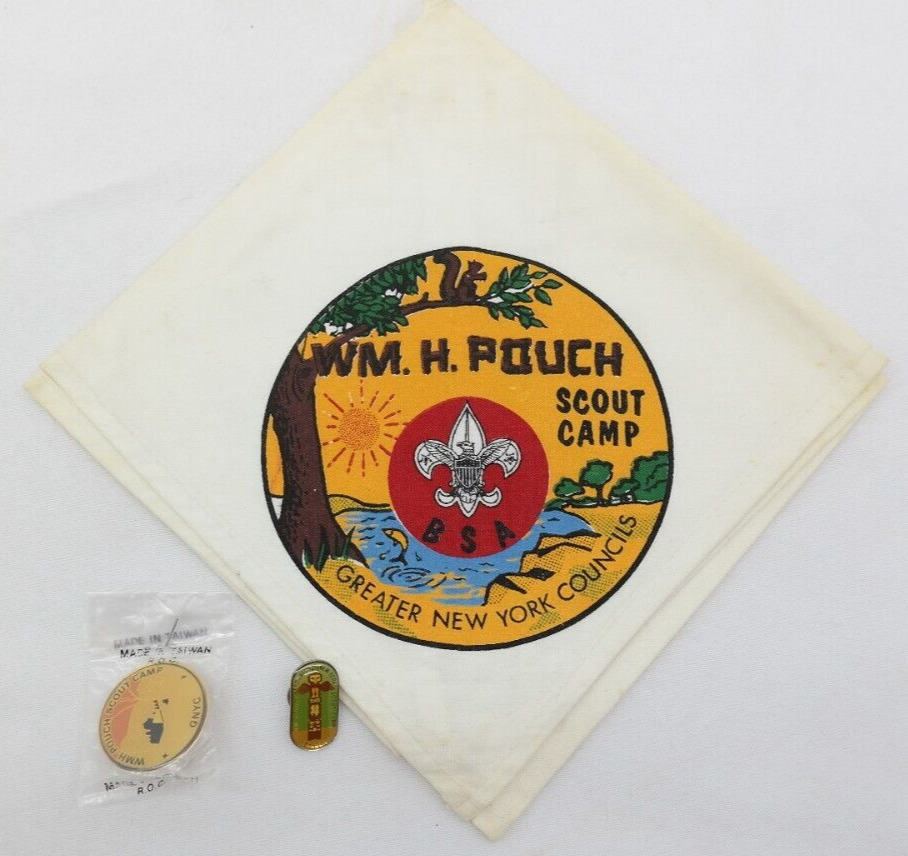 Vtg WM H Pouch Scout Camp Greater New York Councils Neckerchief Hat Pin & Slide