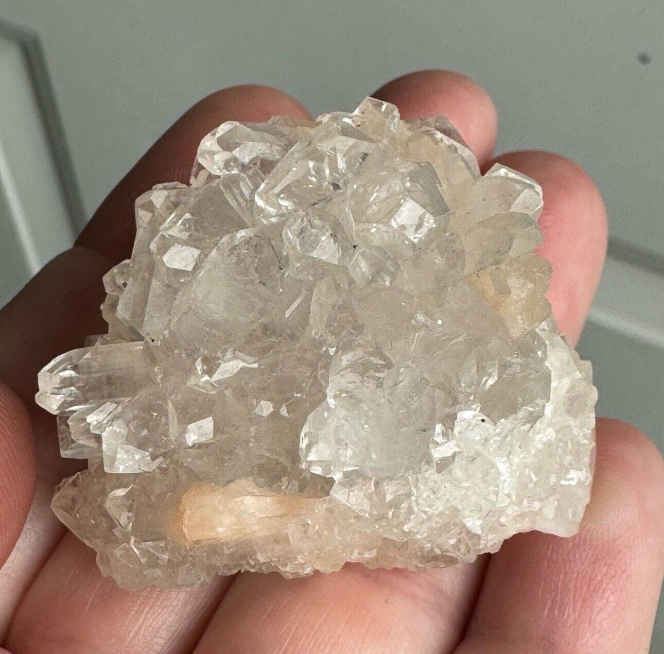 ✨BEAUTIFUL Apophyllite Cluster with Peach Stilbite Inclusions #D