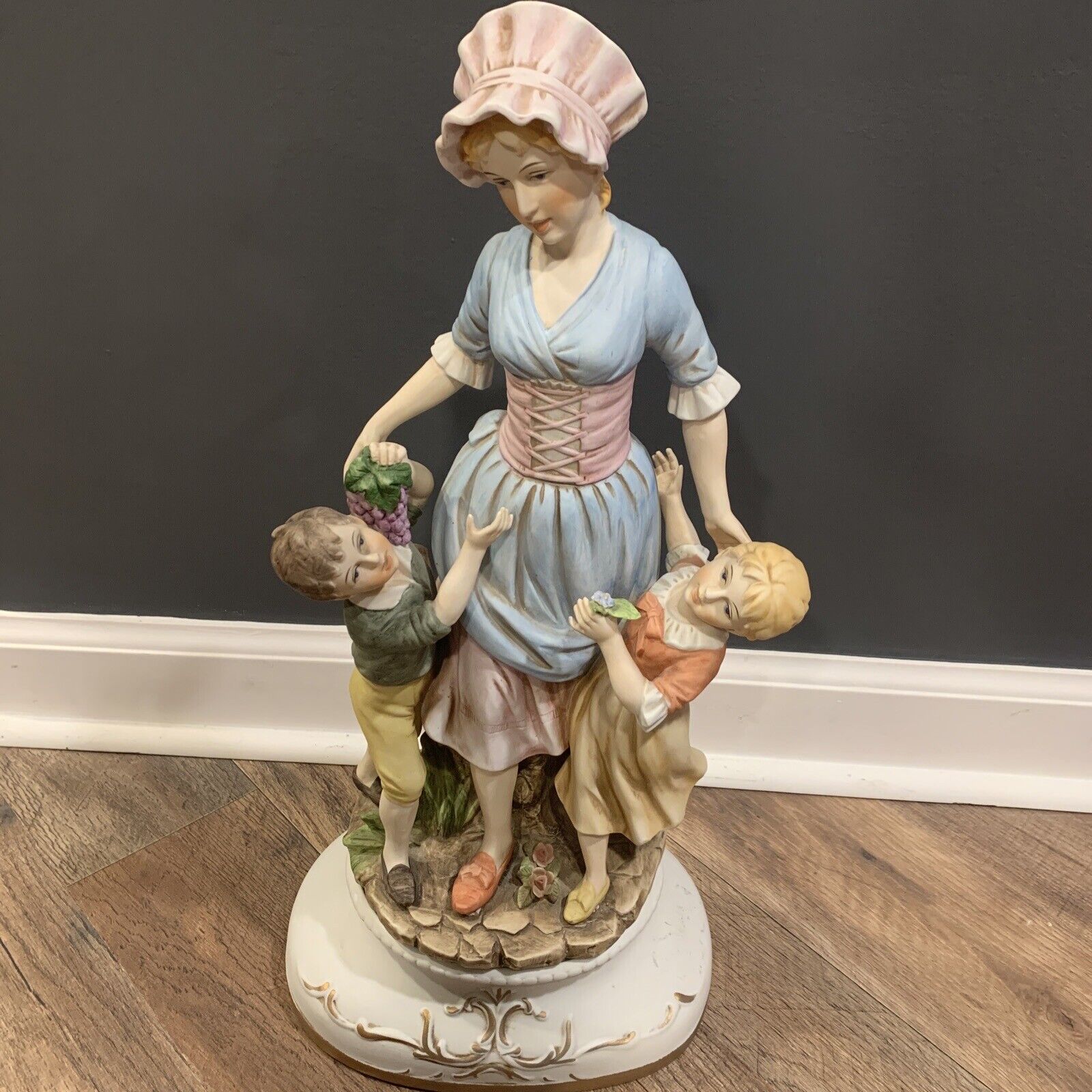 Lenwile Ardalt Hand Painted Figurine of Woman with Two Children On Pedestal RARE