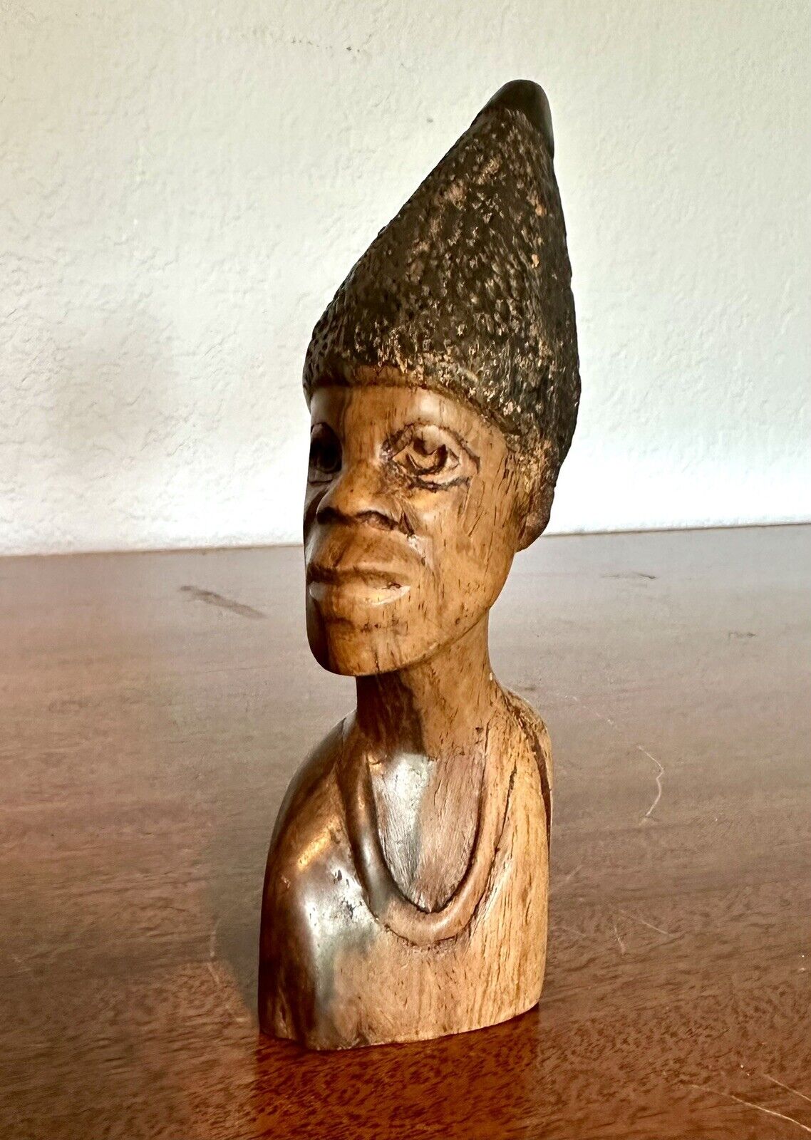 Vintage Nigerian African Head Statue Sculpture Carved Native 6” Bust Art