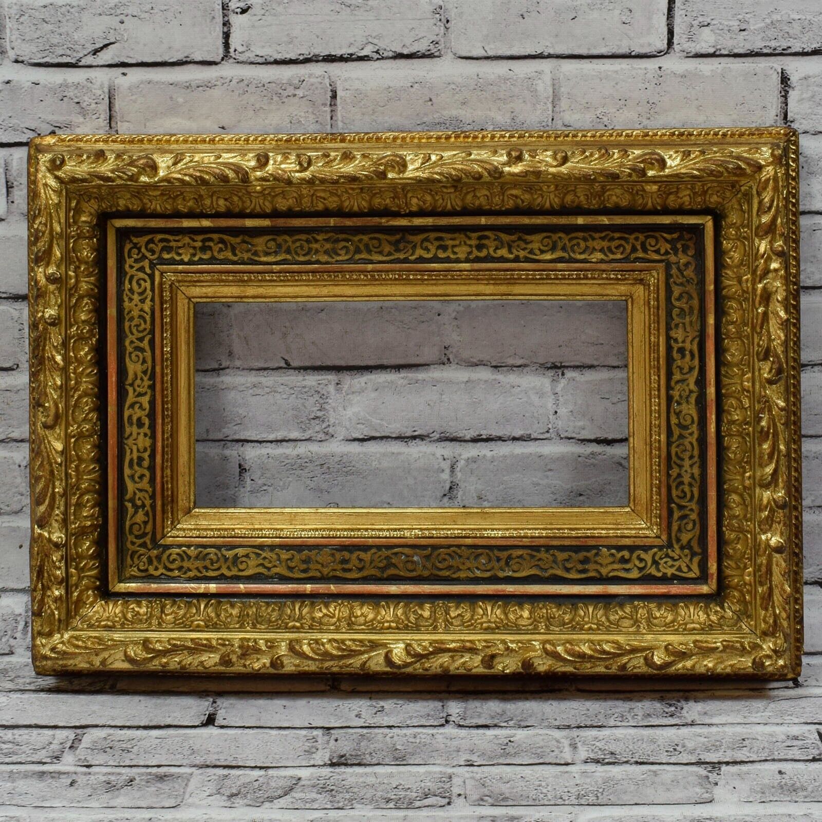 Ca. 1850 wooden frame partly original gliding dimensions 14.5 x 7.5 in inside