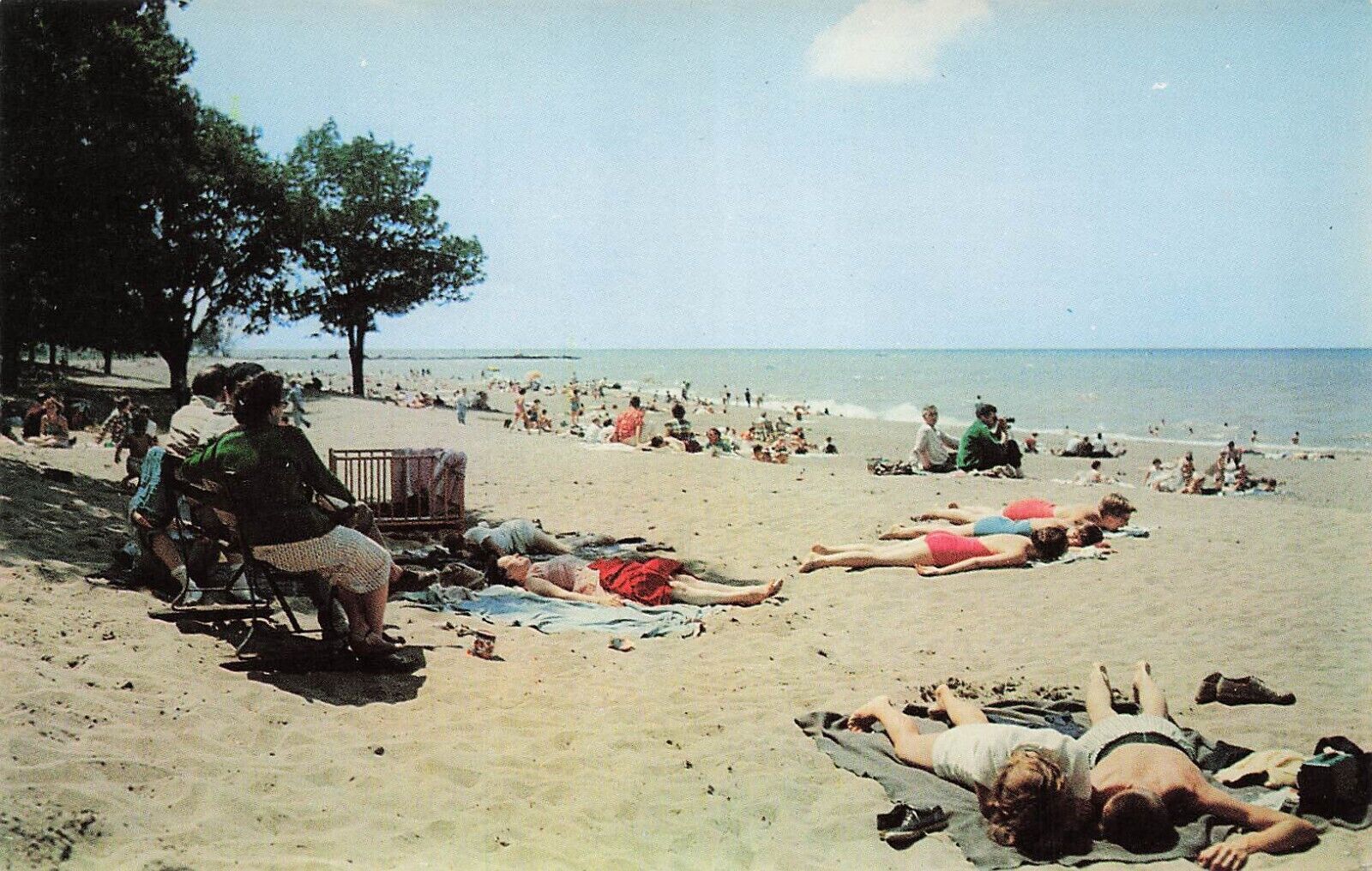 Vermilion Ohio Linwood Park Beach Lake Erie 1950s Vtg Postcard E31