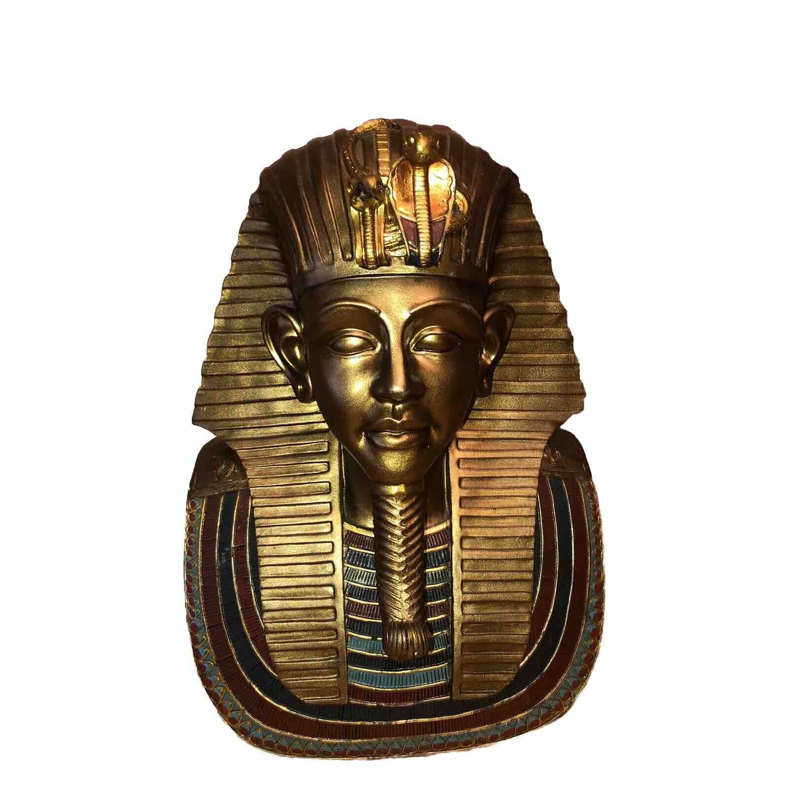 Vintage Gold Colored Egyptian Sculpture Bust Figurine King Tut 10 “ ￼