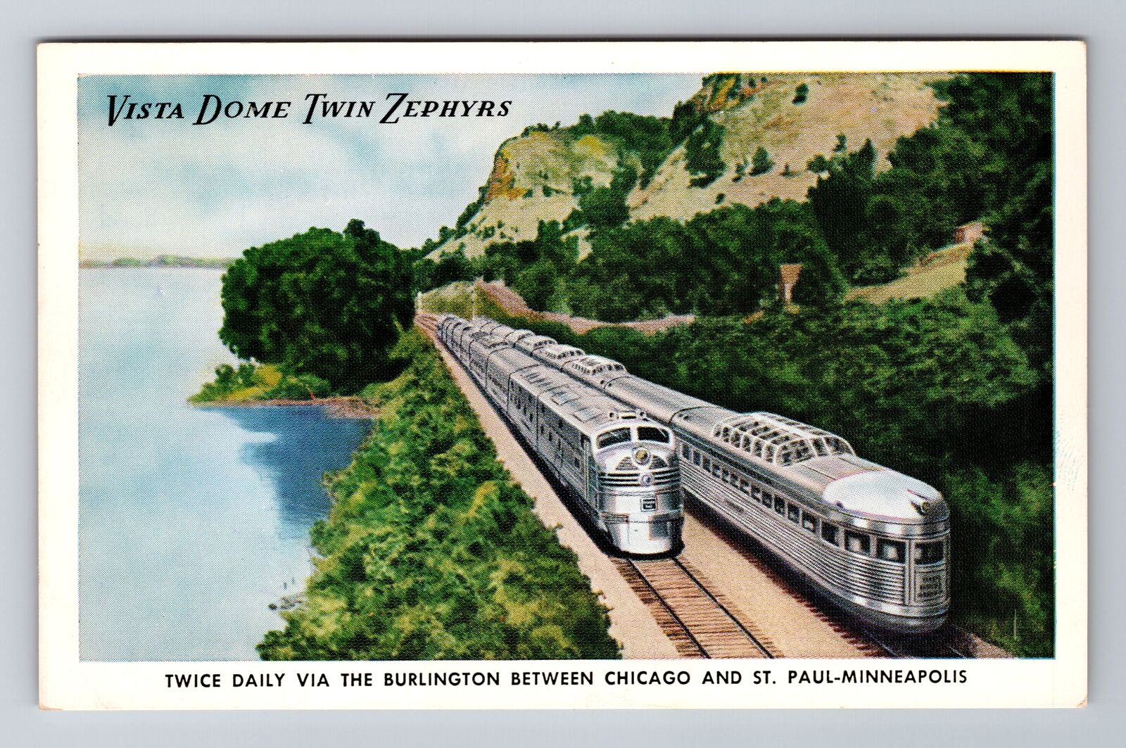Chicago IL-Illinois, Vista Dome Twin Zephyrs, Antique Vintage Souvenir Postcard