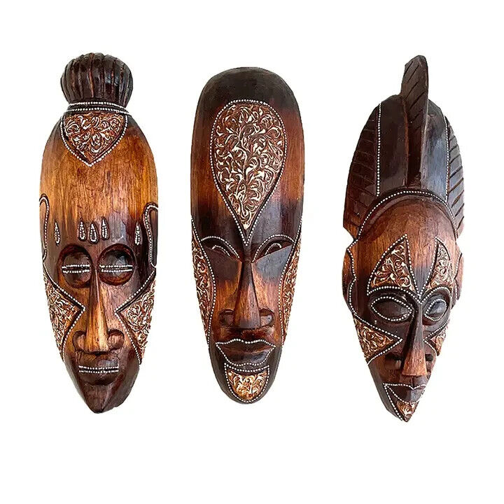 African masks antiques wooden-African American Products; BRAND NEW - SET OF 3