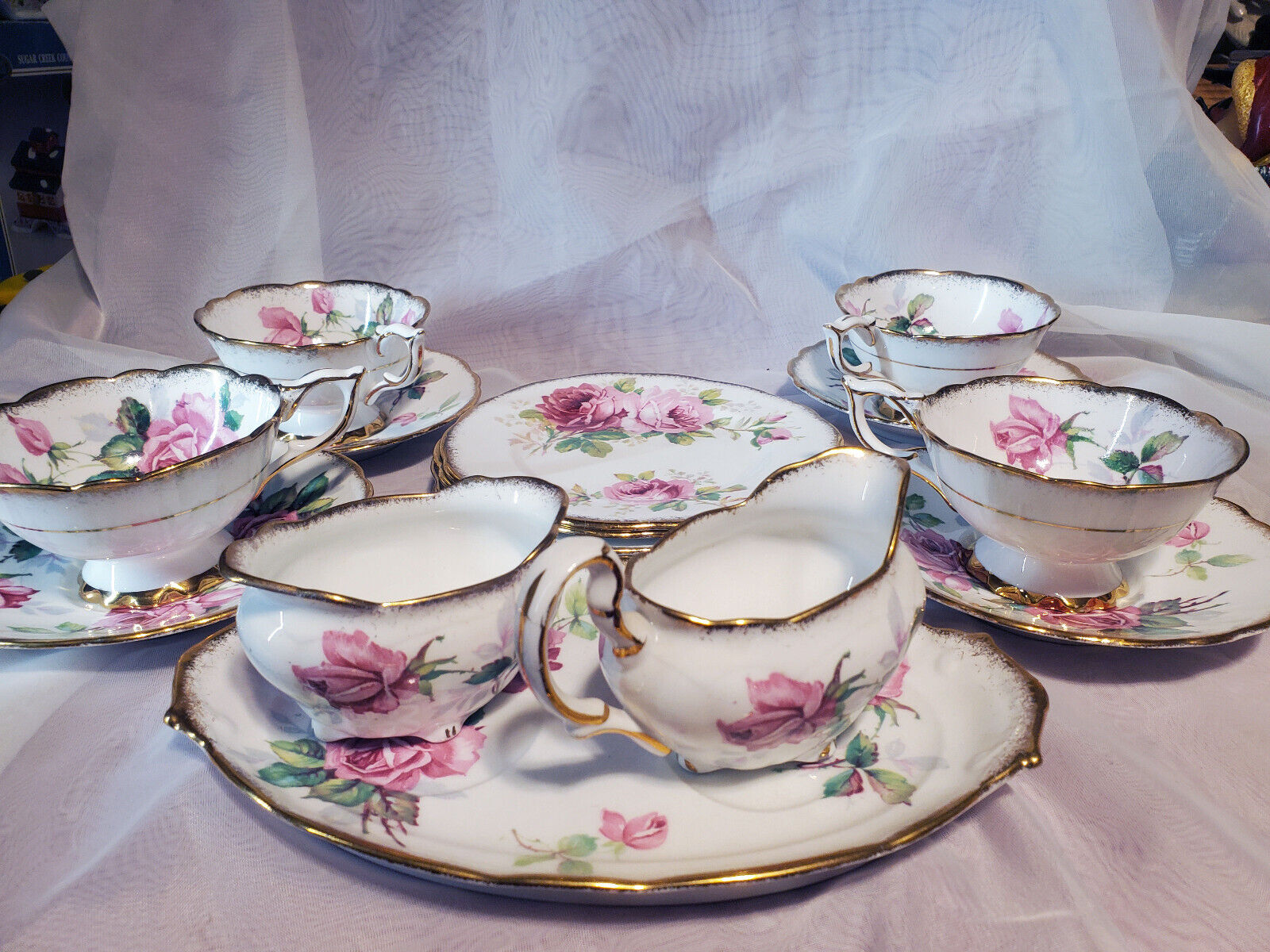 Royal Stafford Berkley Rose with Gold Trim 15 Pc Tea Set See Listing For Details