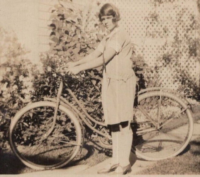 5S Photograph Girl With Bike Woman Bicycle 1920-30\'s 