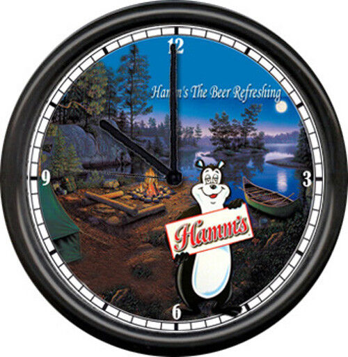 Hamm's Hamms Camping Beer Bear Bar Tavern Sign Wall Clock