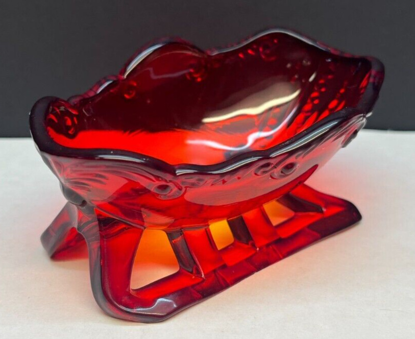 Vintage Fostoria Glass Ruby Red Glass Sleigh