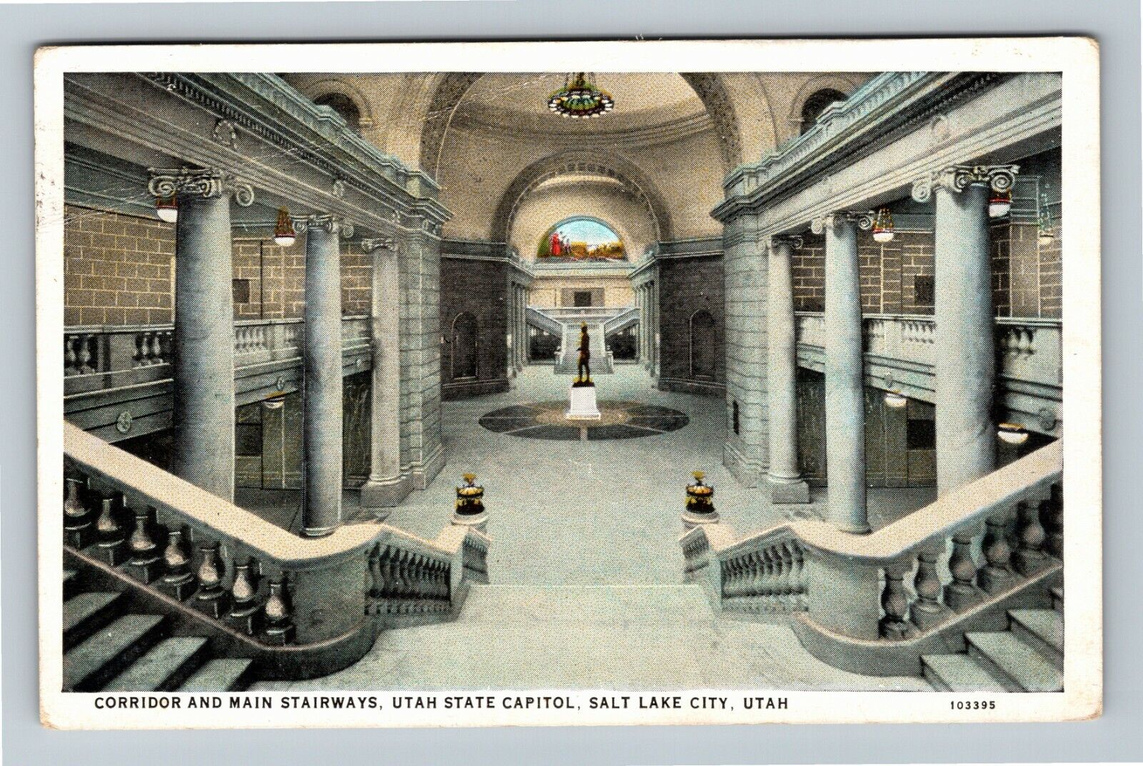Salt Lake City UT-Utah Corridor & Stairways State Capitol c1930 Vintage Postcard