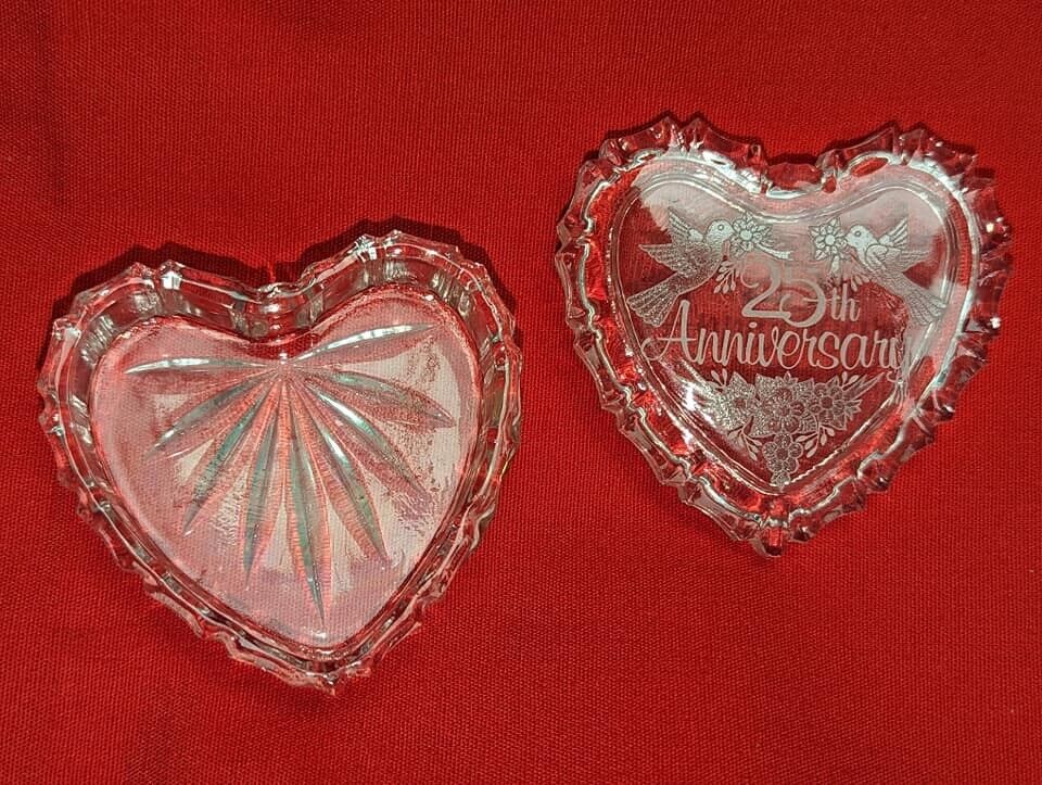 25th Wedding Anniversary Genuine Lead Crystal Heart Trinket box made in Germany