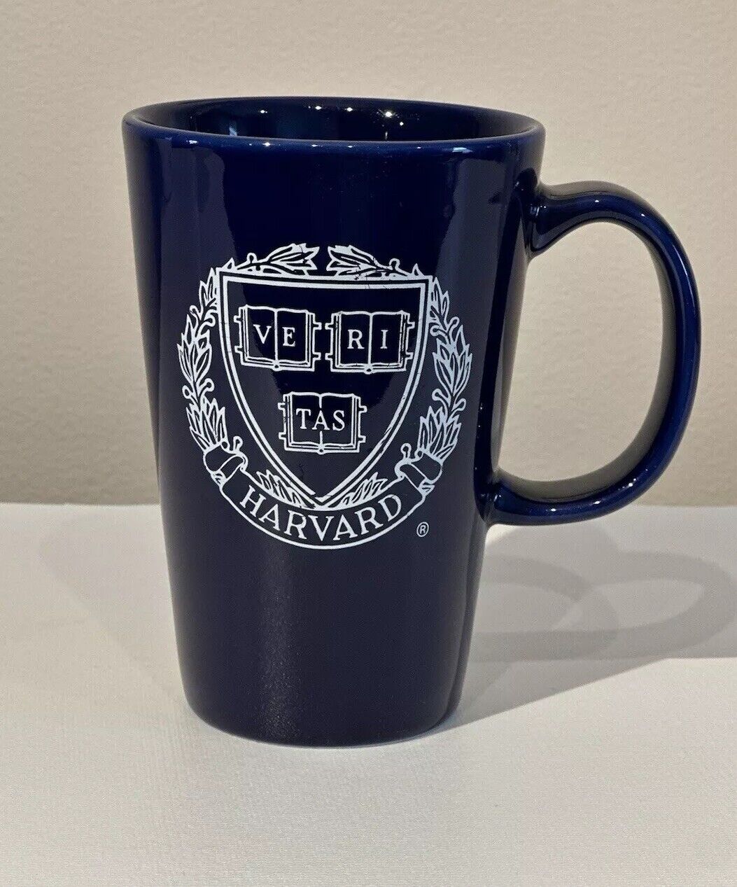 Harvard University Mug Ve Ri Tas Veritas  Coffee Cup 6” Tall Navy Blue College