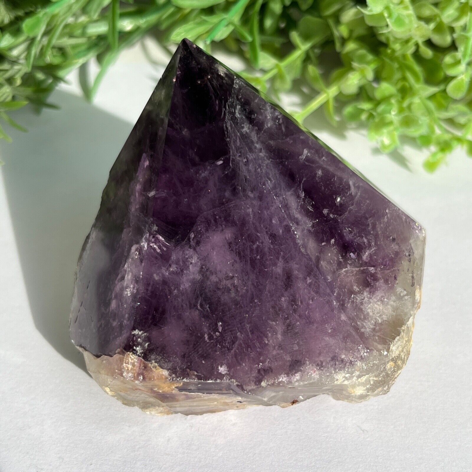 Stunning Large Amethyst Point Part Polished Rough Cut Base Crystal 336g - 7.8cm