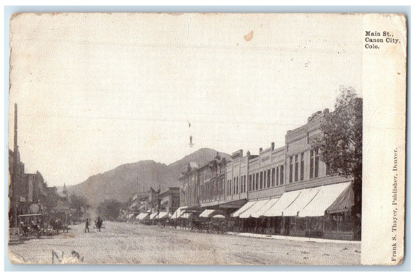 1907 View Of Main Street Stores Horse Carriage Canon City Colorado CO Postcard