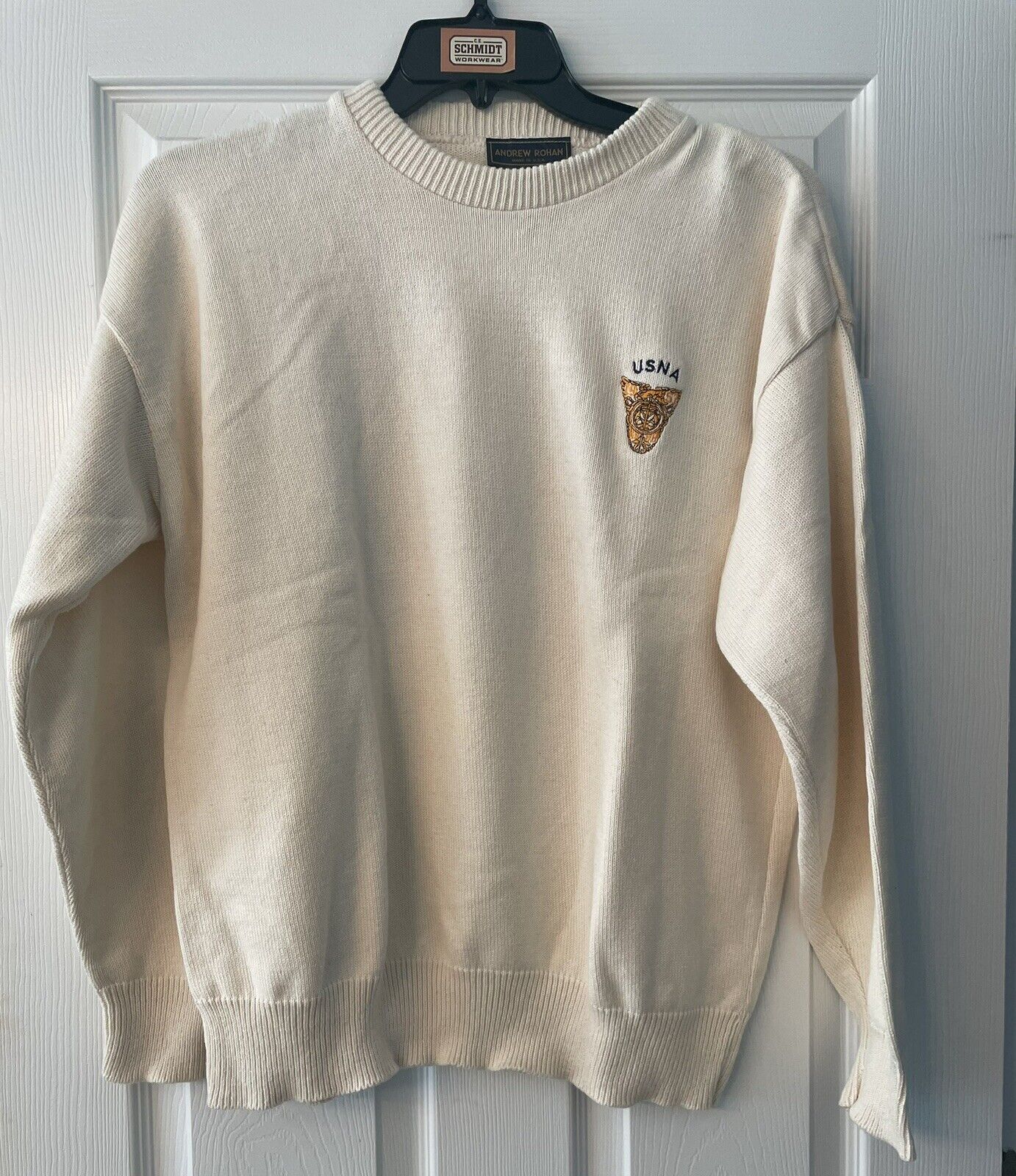 Vintage Naval Academy Sweater Size Large With USNA Logo Cream Color