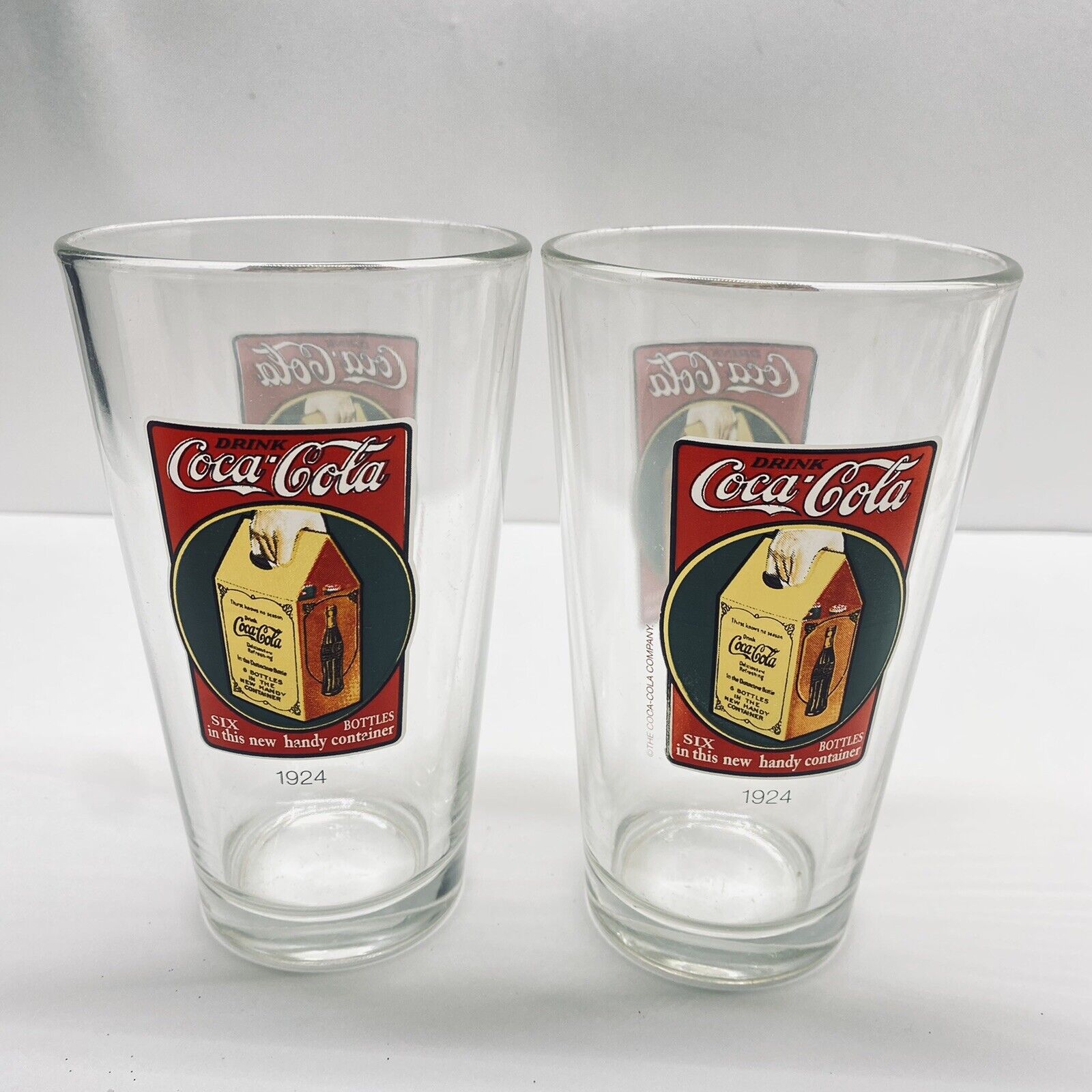 Vintage Glass Tumblers 1924 Coca-Cola Excellent Condition Bar ware  (2)