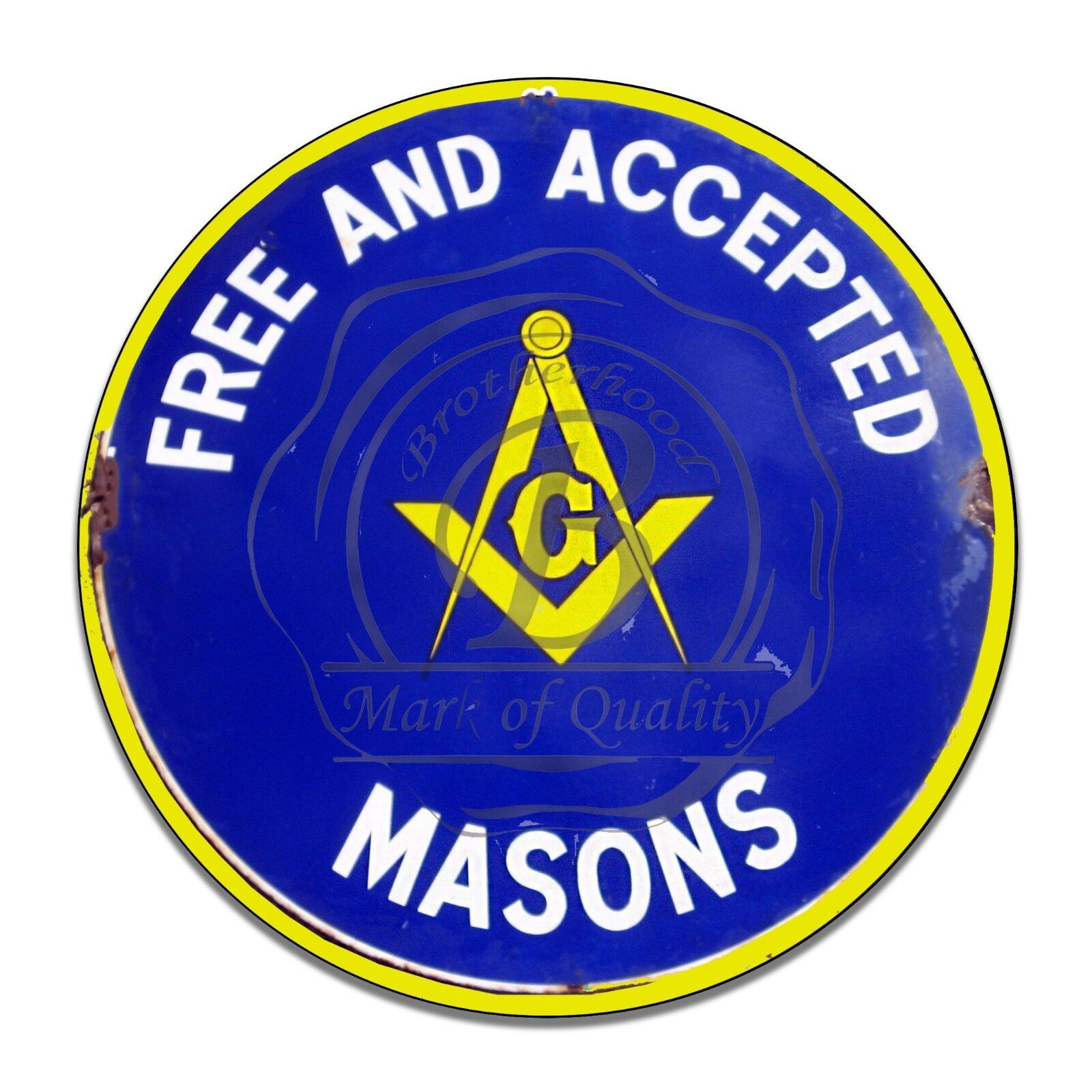 Free Masons Free And Accepted Masonic Emblem Reproduction Circle Aluminum Sign
