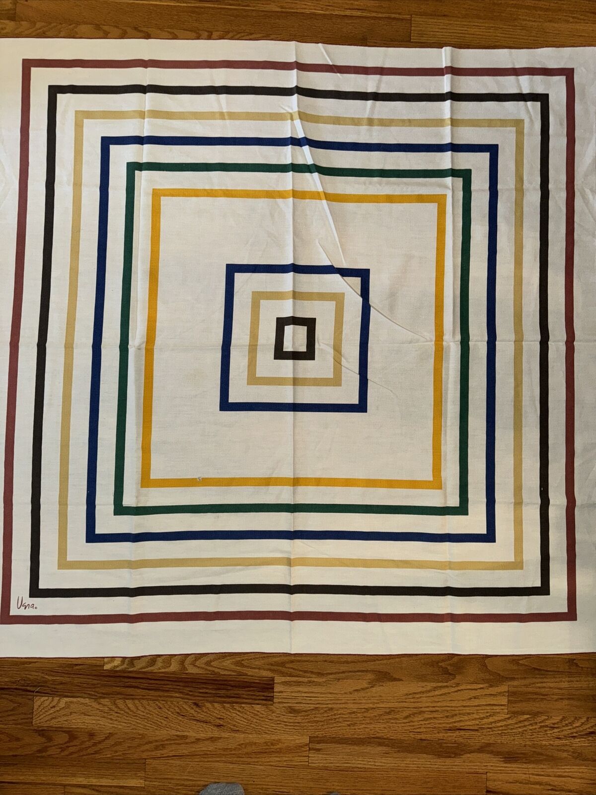 Vera Vintage Tablecloth 50”sq. 70’s Cotton Has Hole See Picture