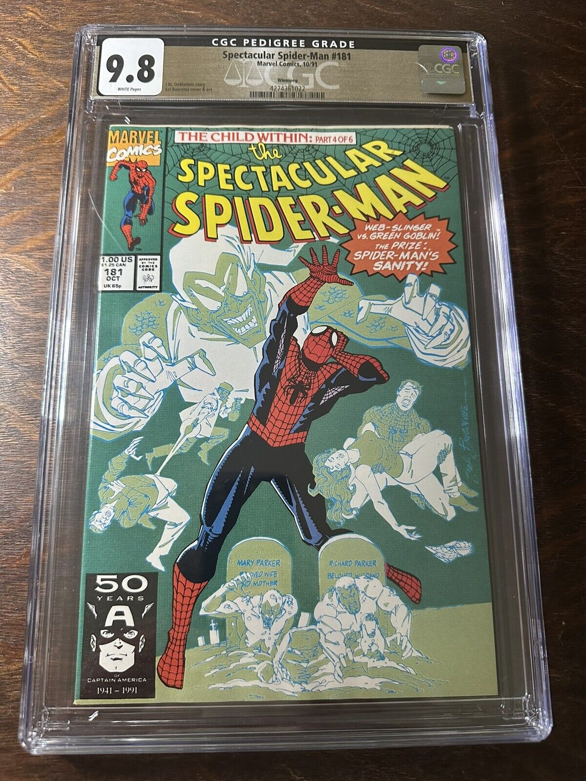 Spectacular Spider-Man # 181 CGC Pedigree 9.8 White Pages Marvel 10/91