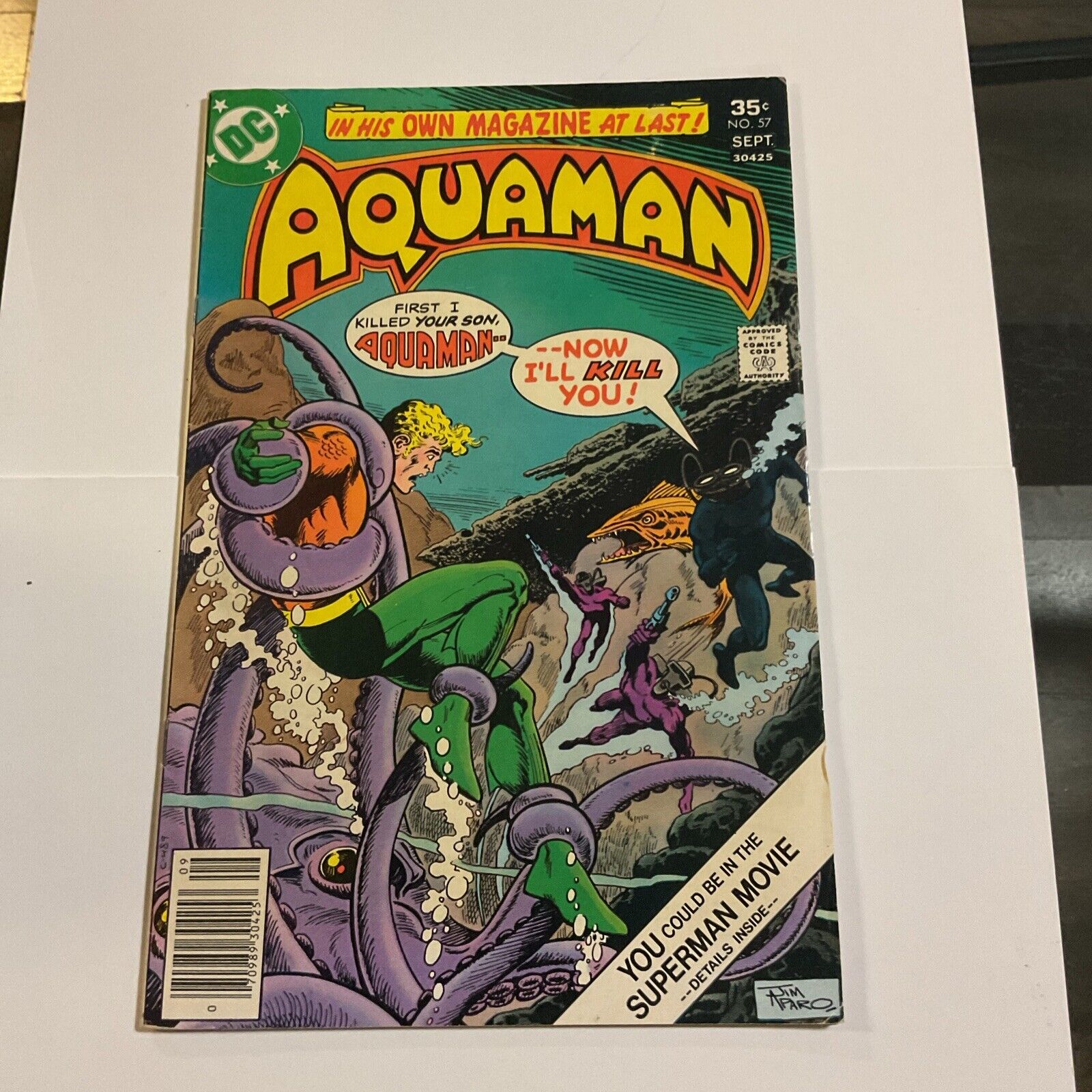 Vintage Aquaman #57 VF DC Comics 1977 NEWSSTAND ISSUE Black Manta MID GRADE