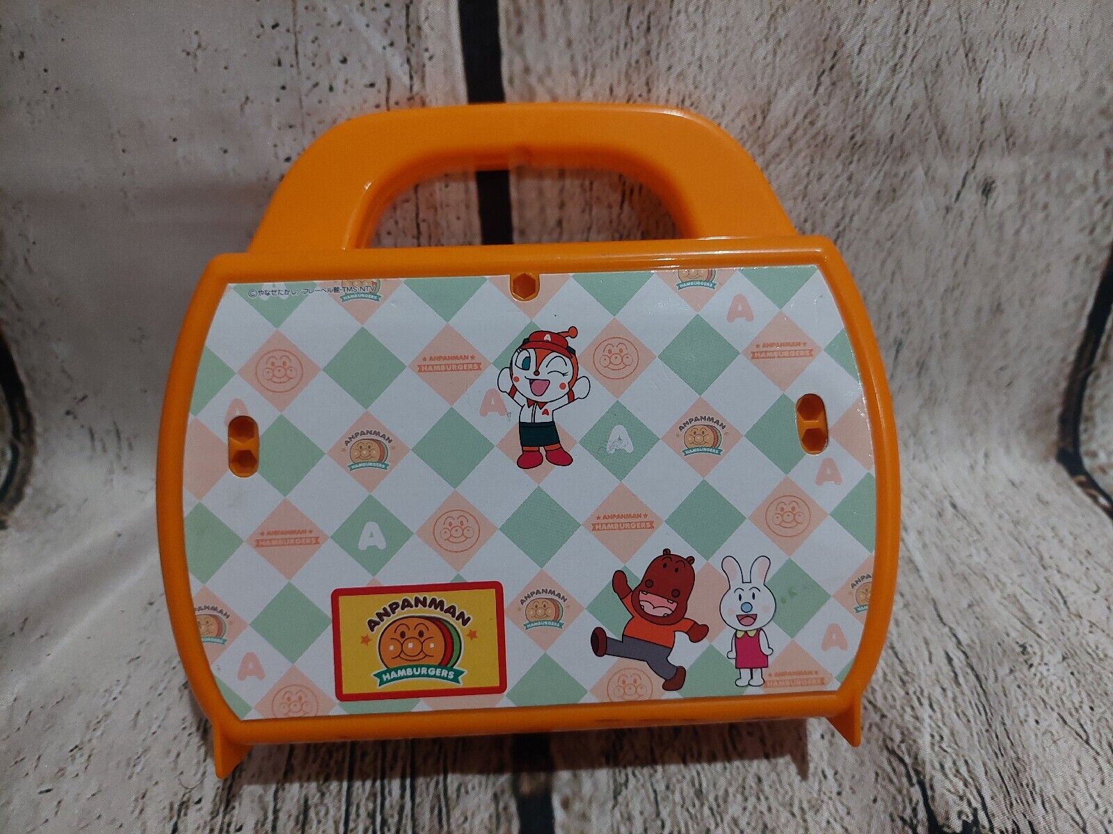 Vintage Anpanman Japan Hamburgers Shop Orange Suitcase Animation Mini Playset