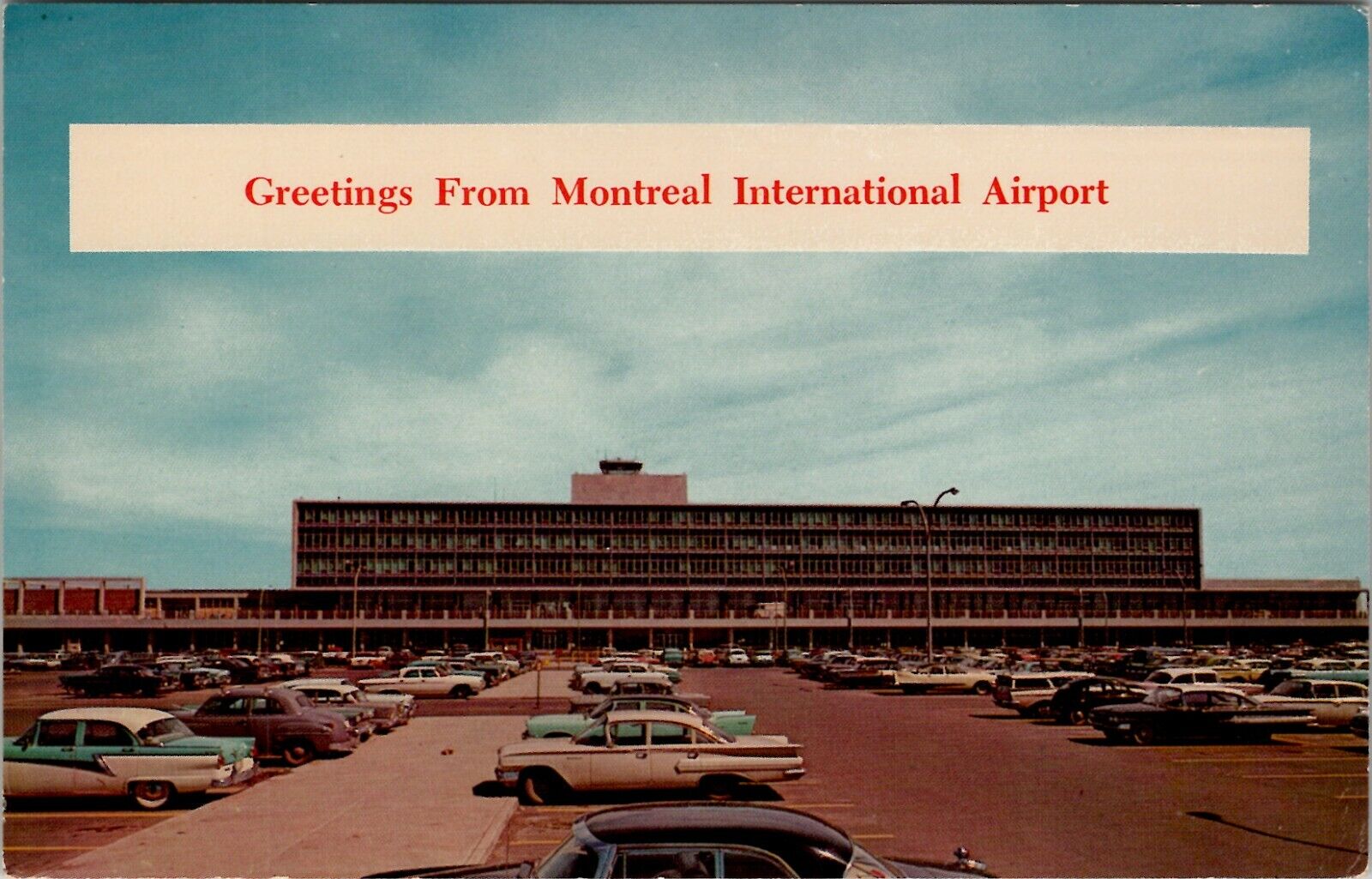 Aviation Montreal International Airport  Retro 1950s Classic Cars Postcard T15