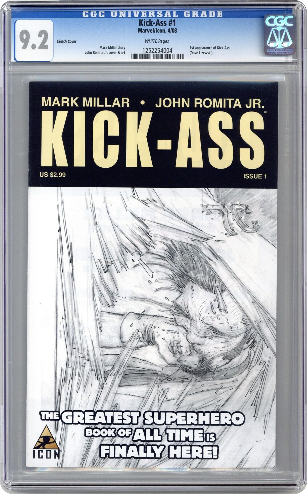 Kick-Ass 1B Romita Jr. Sketch 1:25 Variant CGC 9.2 2008 1252254004