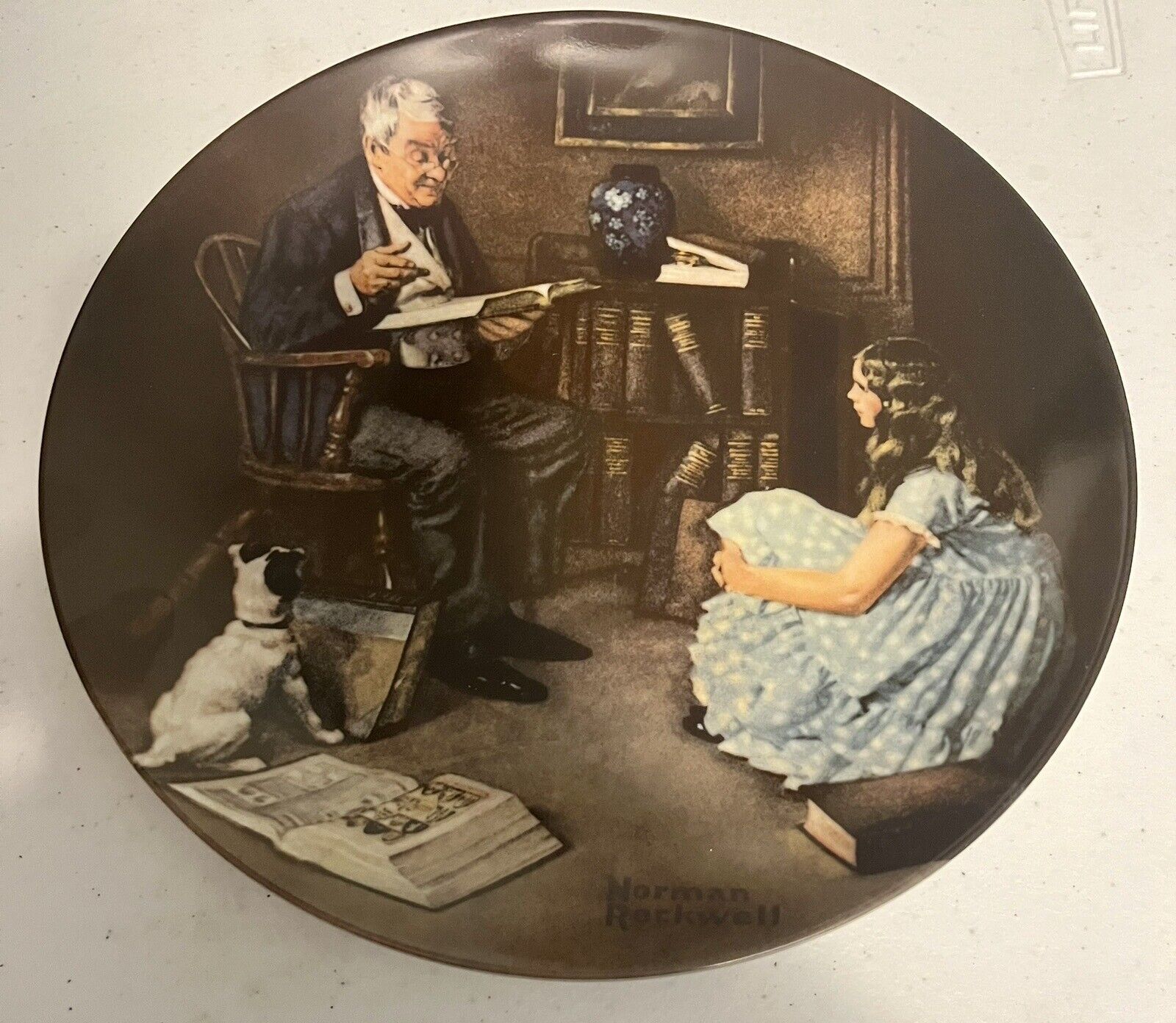 Edwin M Knowles The StoryTeller Norman Rockwell 1984  Limited Edition Plate