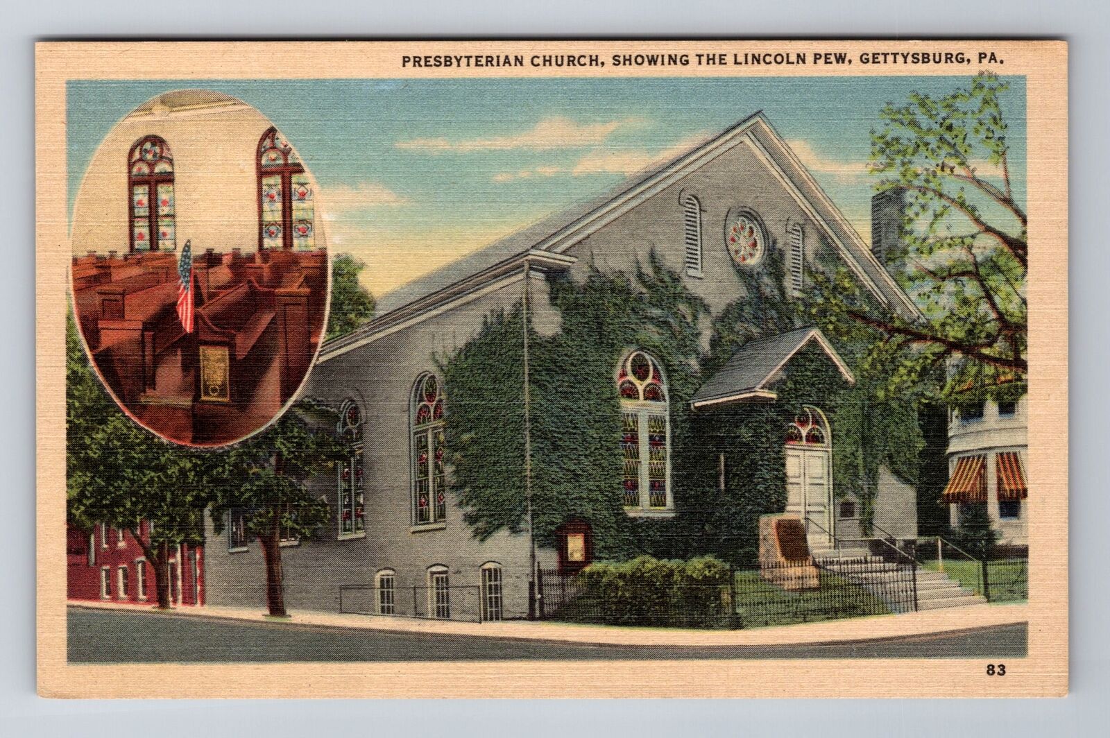 Gettysburg PA-Pennsylvania, Presbyterian Church, Religion, Vintage Postcard