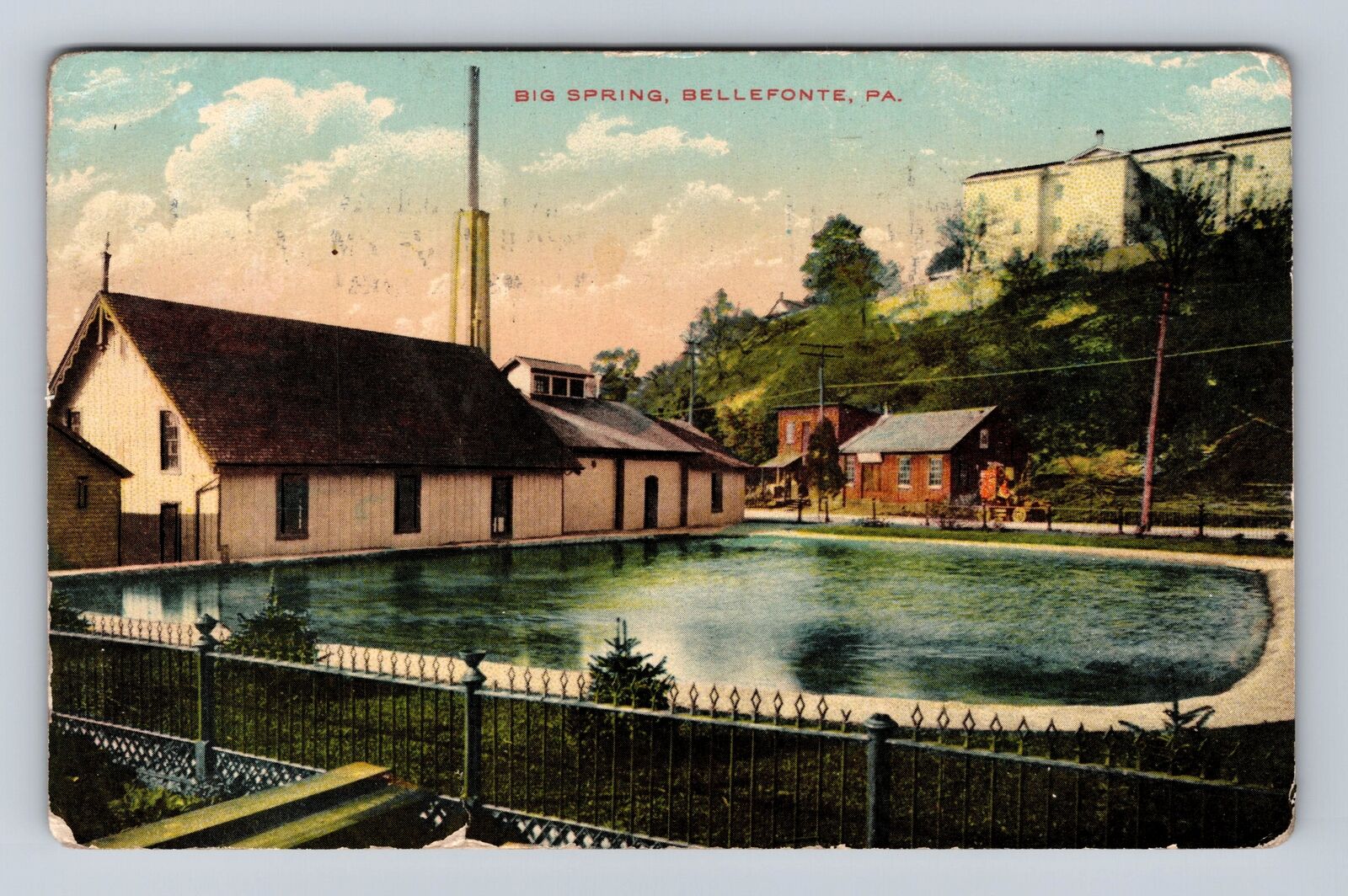Bellefonte PA-Pennsylvania, Big Spring, Antique Vintage c1913 Souvenir Postcard
