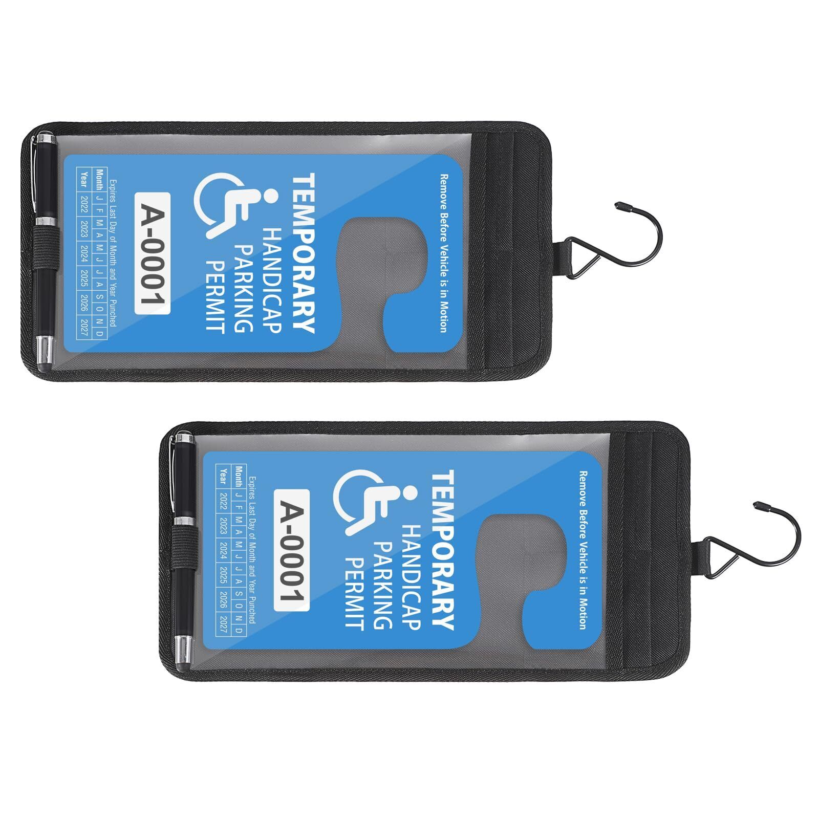 2PCS Black Handicap Placard Holders for Auto Visor Handicapped Placard Holder...